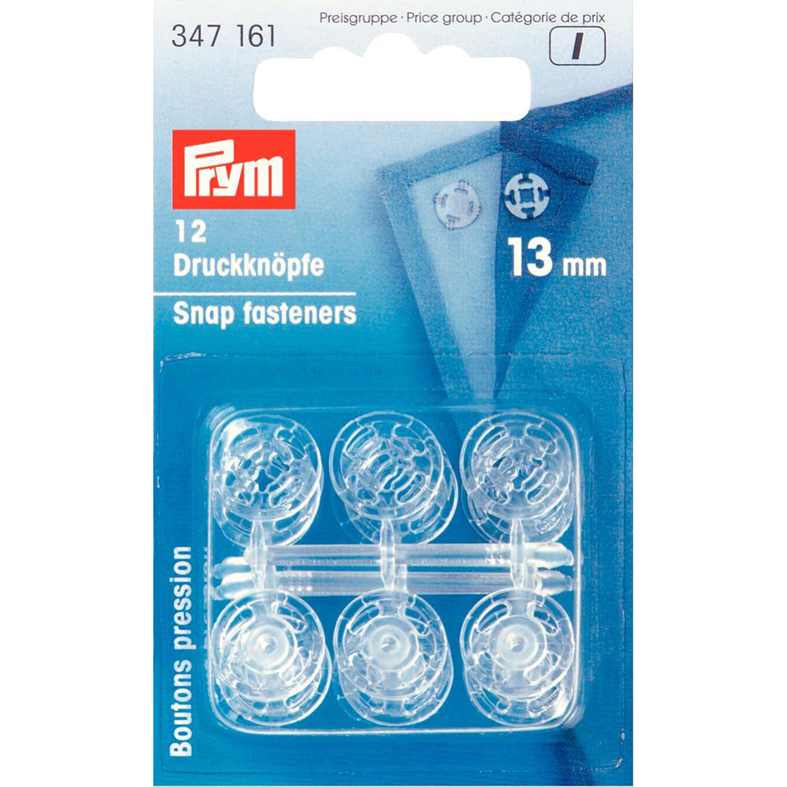 Prym 347161 Aannaaidrukknopen KST rond 13 mm transparant - Kaart