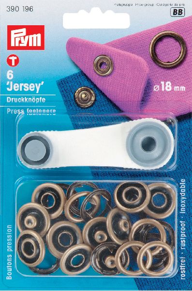 Prym 390196 Naaivrije drukknopen JERSEY MS tandring 18 mm oudmessing - Kaart