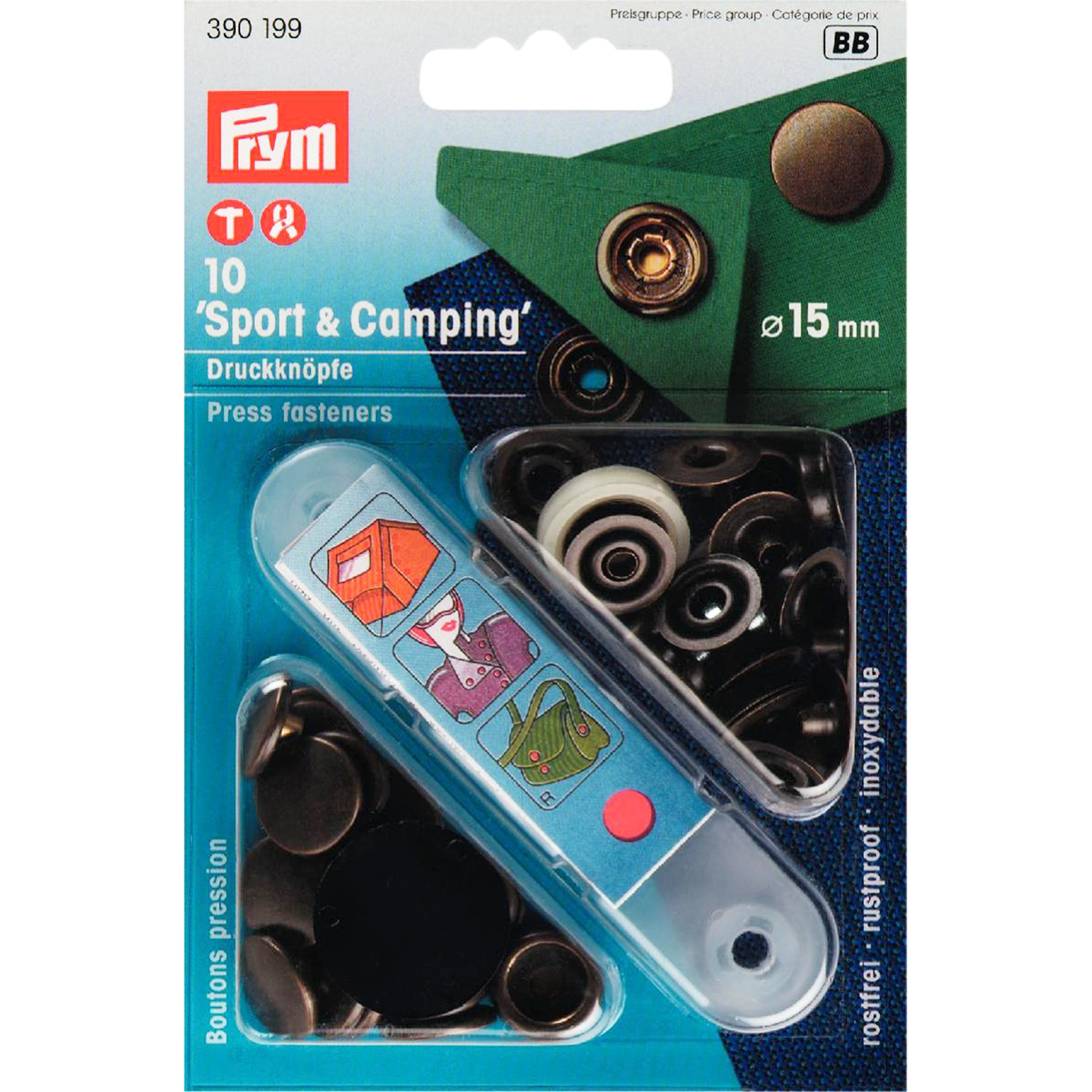Prym 390199 Naaivrije drukknopen SPORT & CAMPING MS 15 mm oudmessing - Kaart