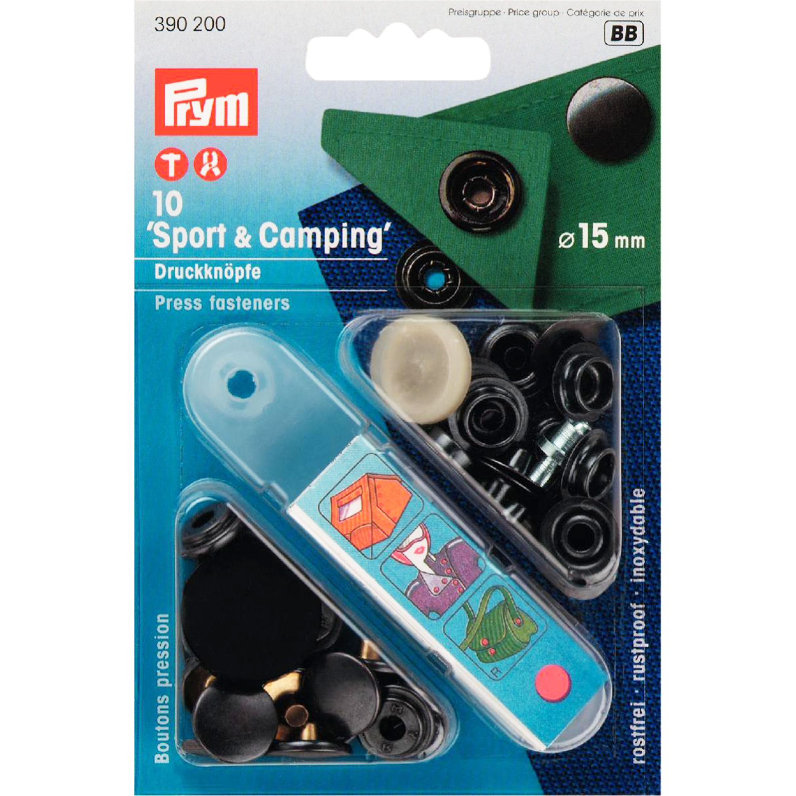 Prym 390200 Naaivrije drukknopen SPORT & CAMPING MS 15 mm gebronsd - Kaart