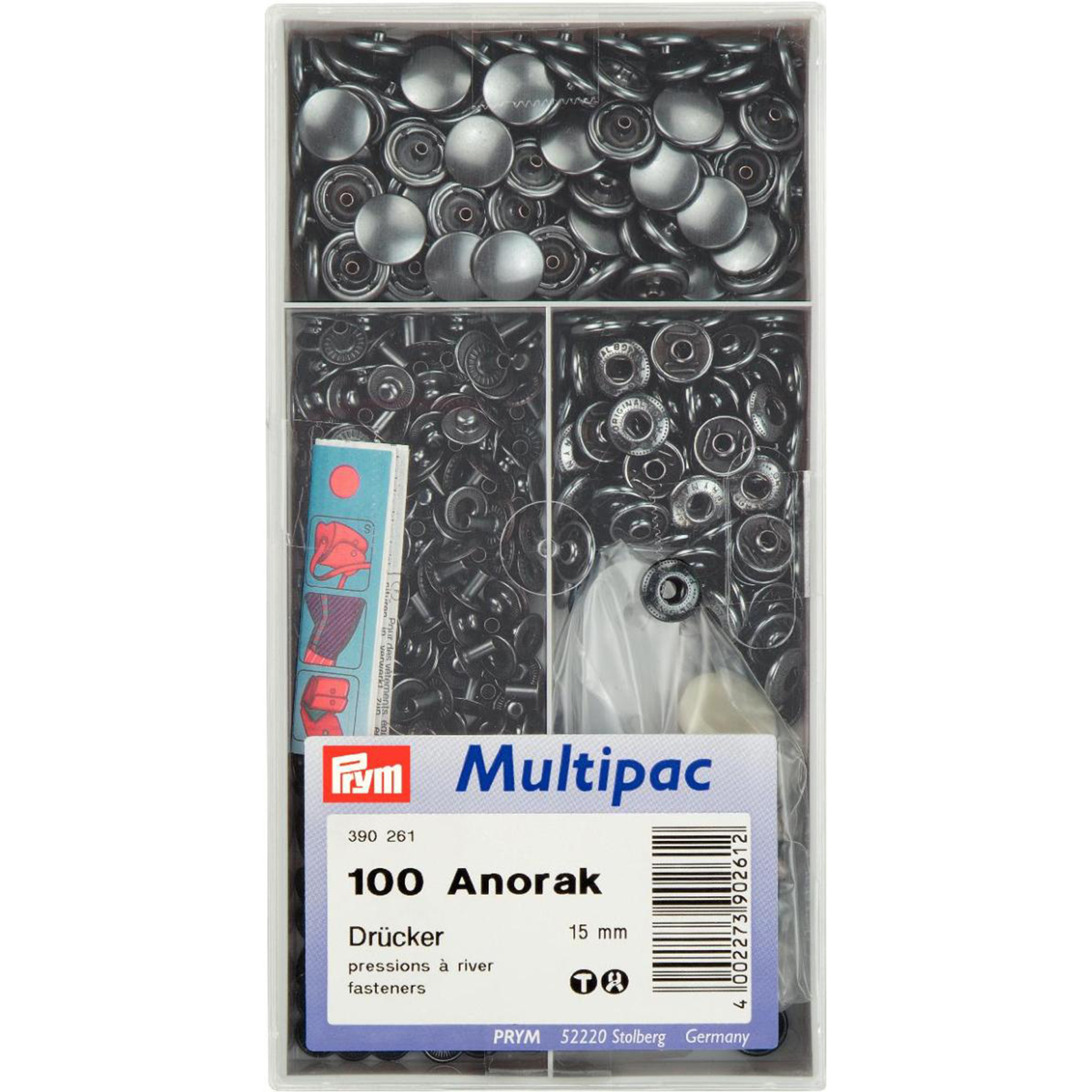 Prym 390261 Naaivrije drukknopen ANORAK MS 15 mm gebronsd - Doos