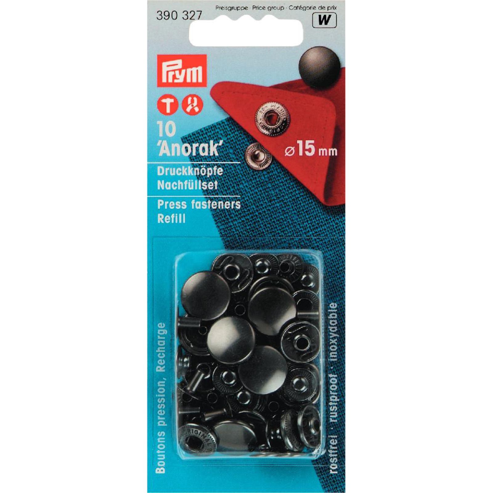 Prym 390327 Navullingen naaivrije drukknopen gebronsd 15mm - Kaart