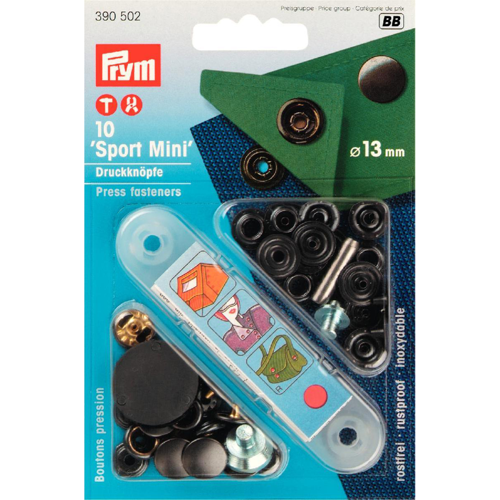 Prym 390502 Naaivrije drukknopen SPORT MINI MS 13 mm gebronsd - Kaart