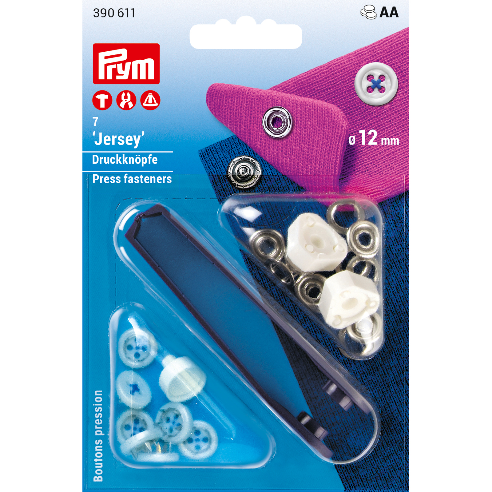 Prym 390611 Jersey drukkn. knoop afb. 12 mm blauw - Kaart