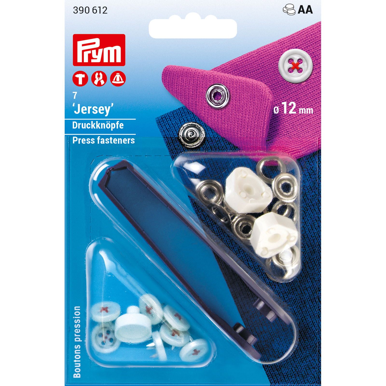 Prym 390612 Jersey drukkn. knoop afb. 12 mm rood - Kaart