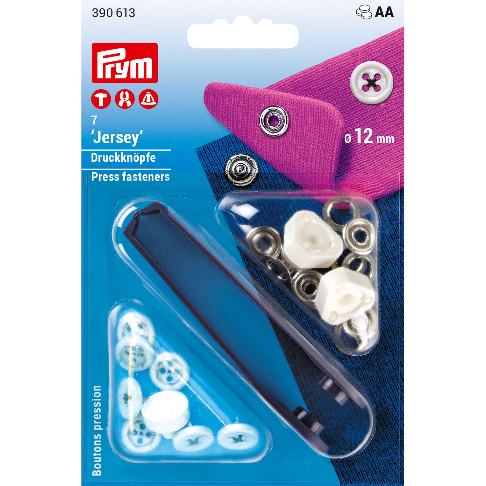 Prym 390613 Jersey drukkn. knoop afb. 12 mm zwart - Kaart