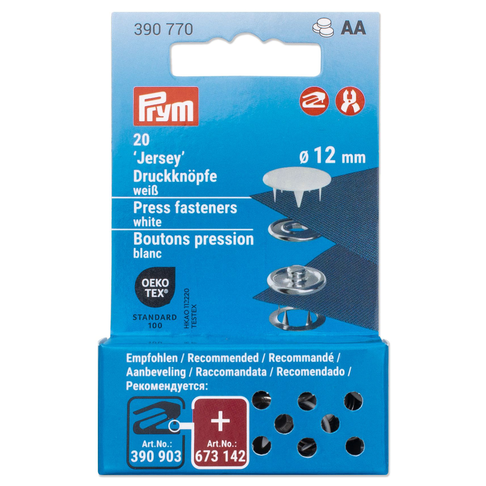 Prym 390770 Drukknopen Jersey 12 mm wit - Kaart