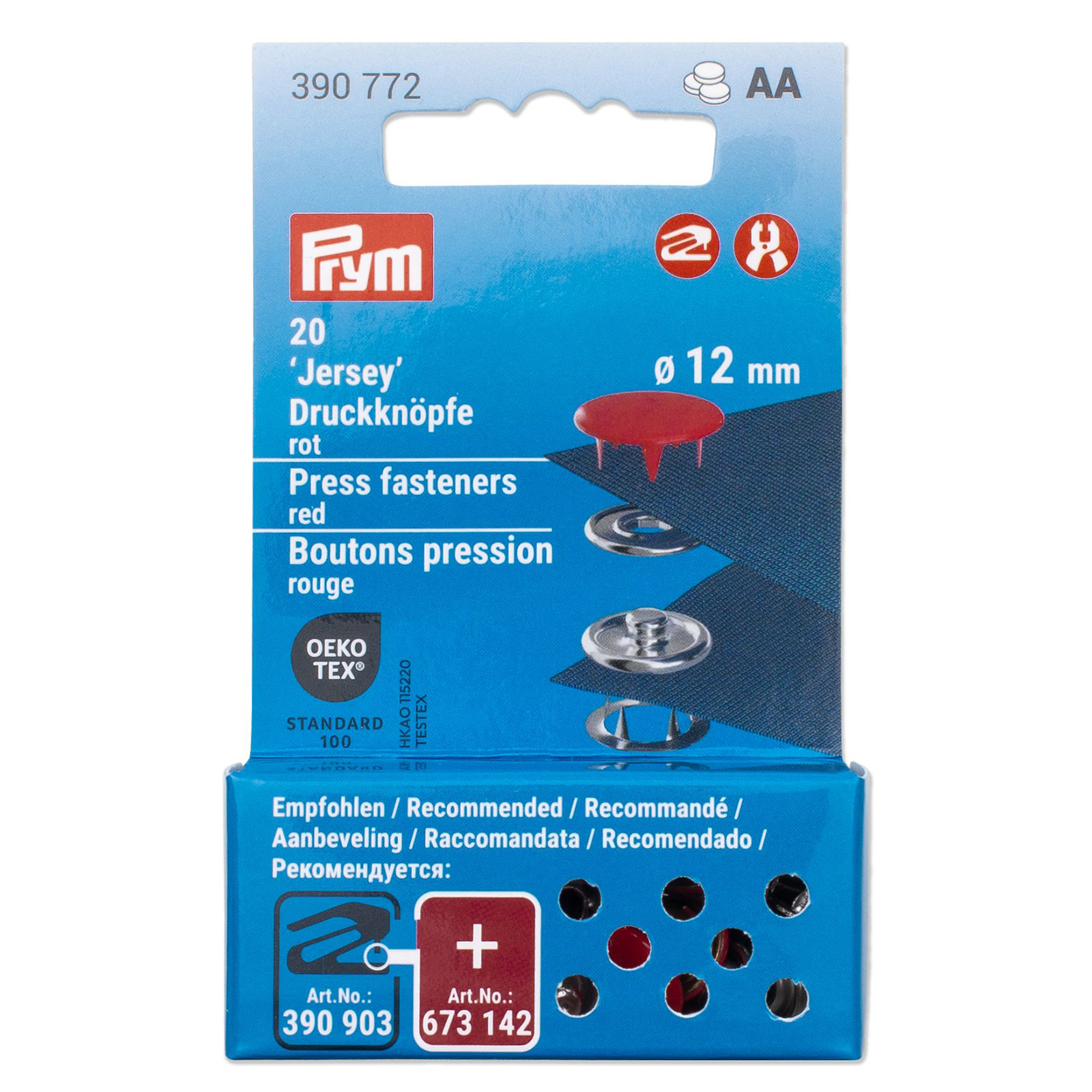 Prym 390772 Drukknopen Jersey 12 mm rood - Kaart