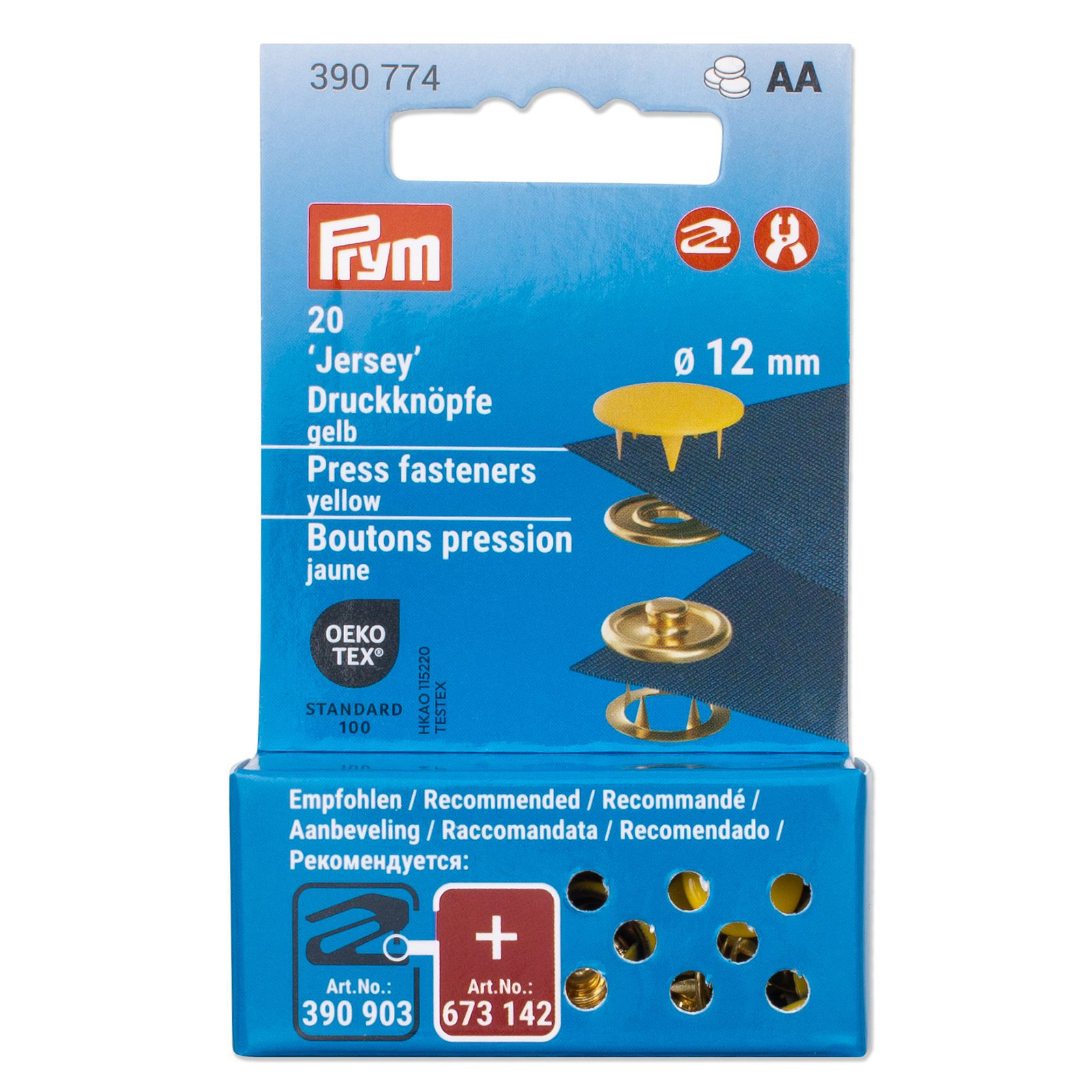 Prym 390774 Drukknopen Jersey 12 mm geel - Kaart