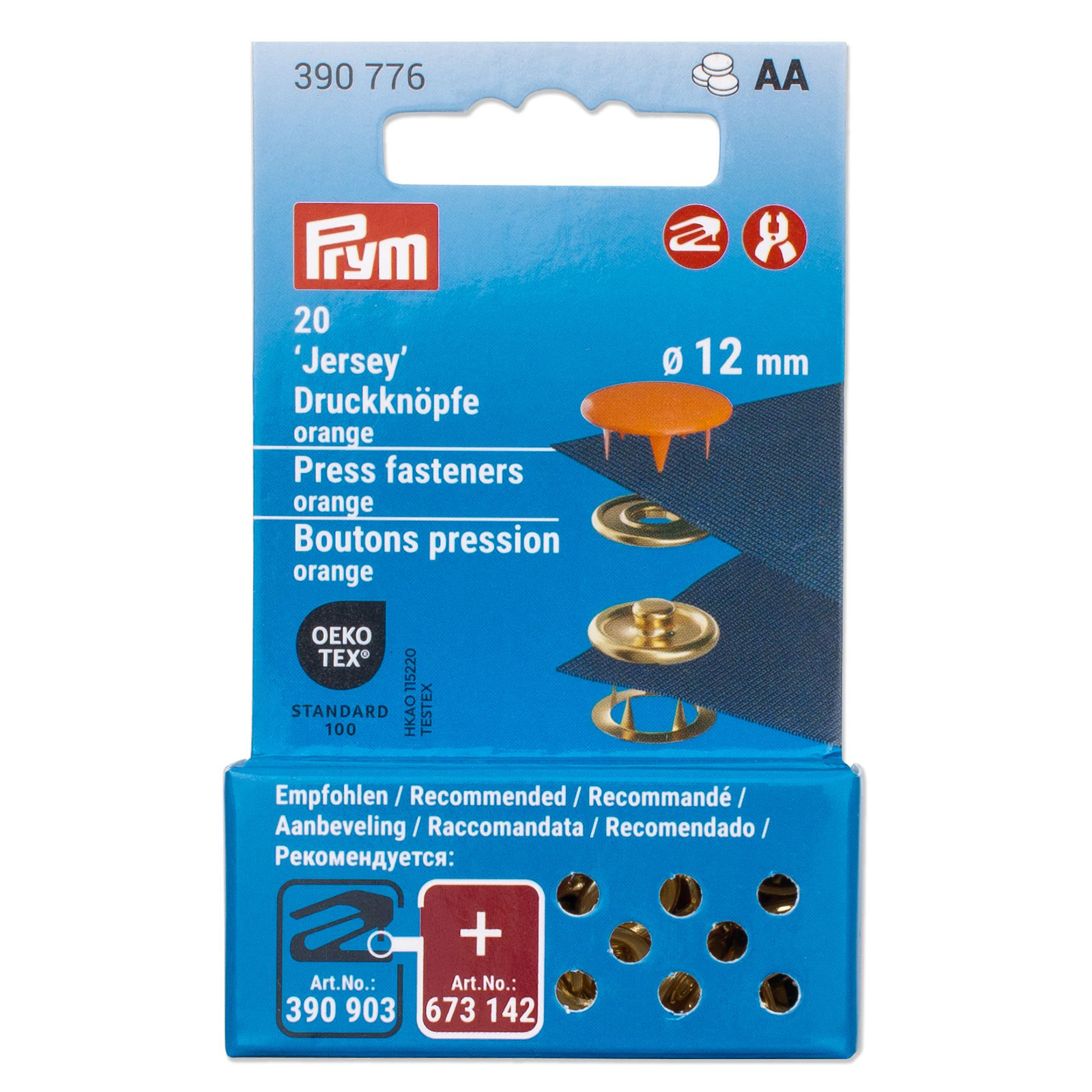 Prym 390776 Drukknopen Jersey 12 mm oranje - Kaart