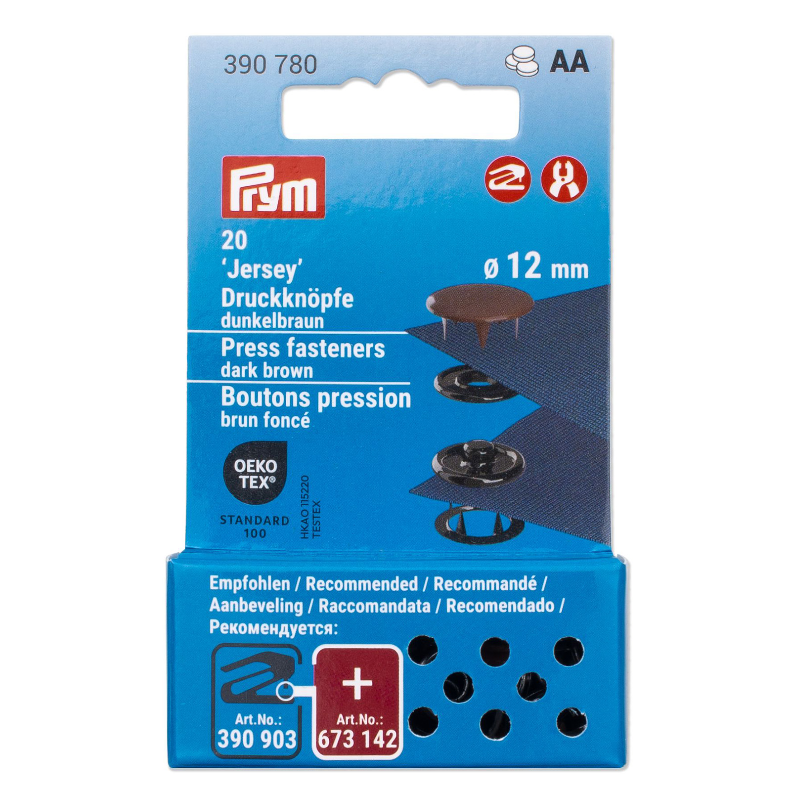 Prym 390780 Drukknopen Jersey 12 mm donkerbruin - Kaart