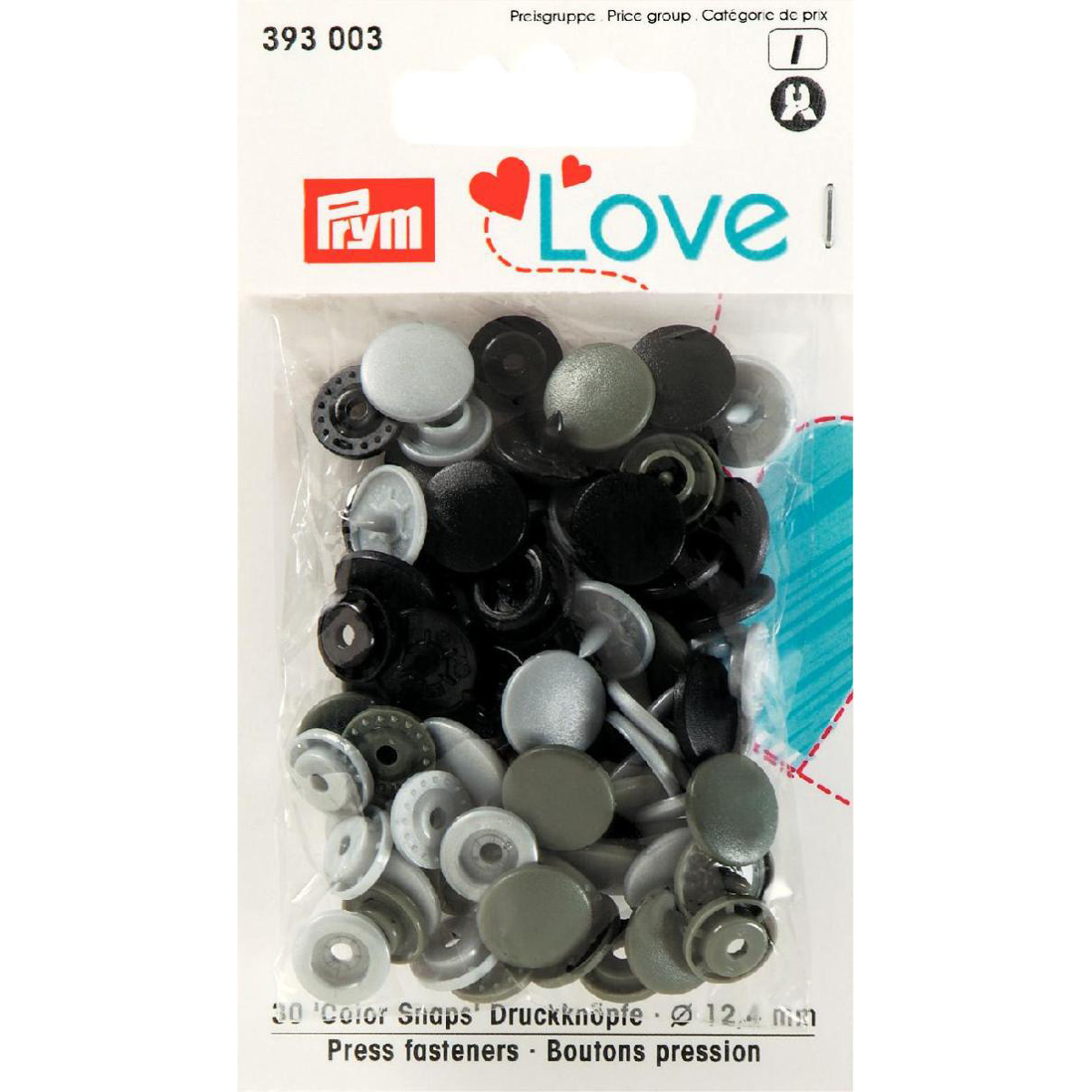 Prym 393003 Prym Love Color drukknoop KST 12,4mm grijs - Kaart