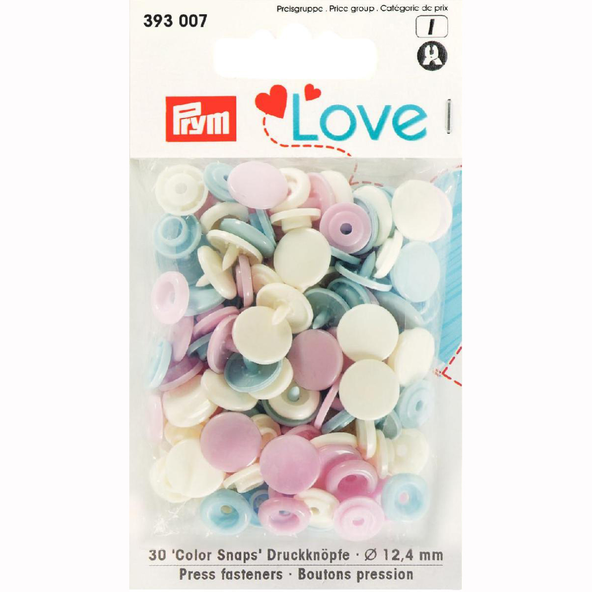 Prym 393007 Prym Love Color drukknoop KST 12,4mm roze/lichtblauw/parell - Kaart