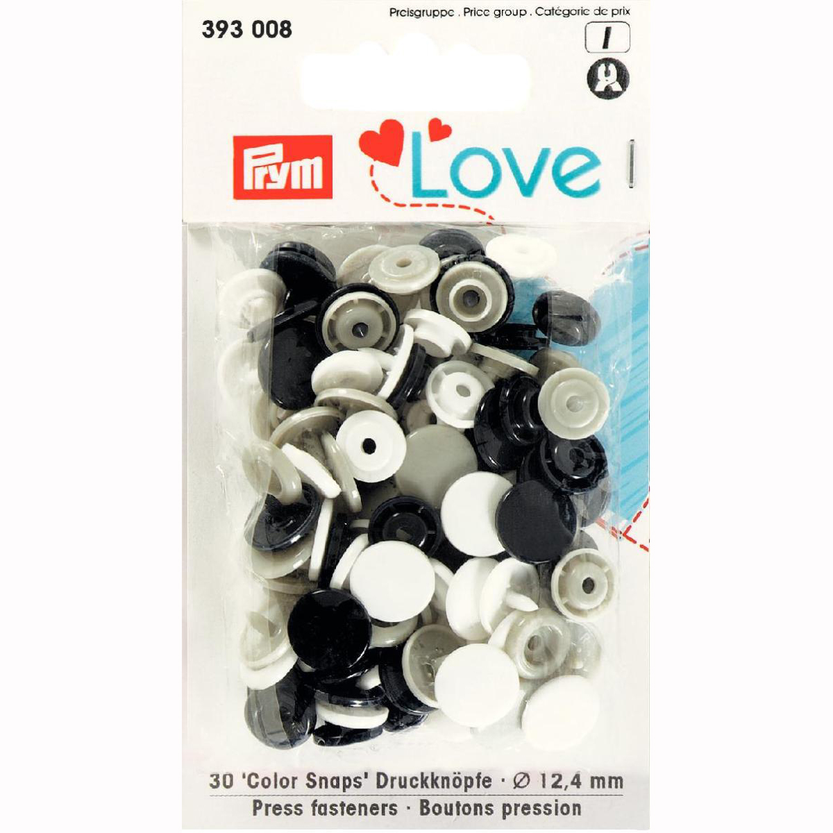 Prym 393008 Prym Love Color drukknoop KST 12,4mm marine/grijs/wit - Kaart