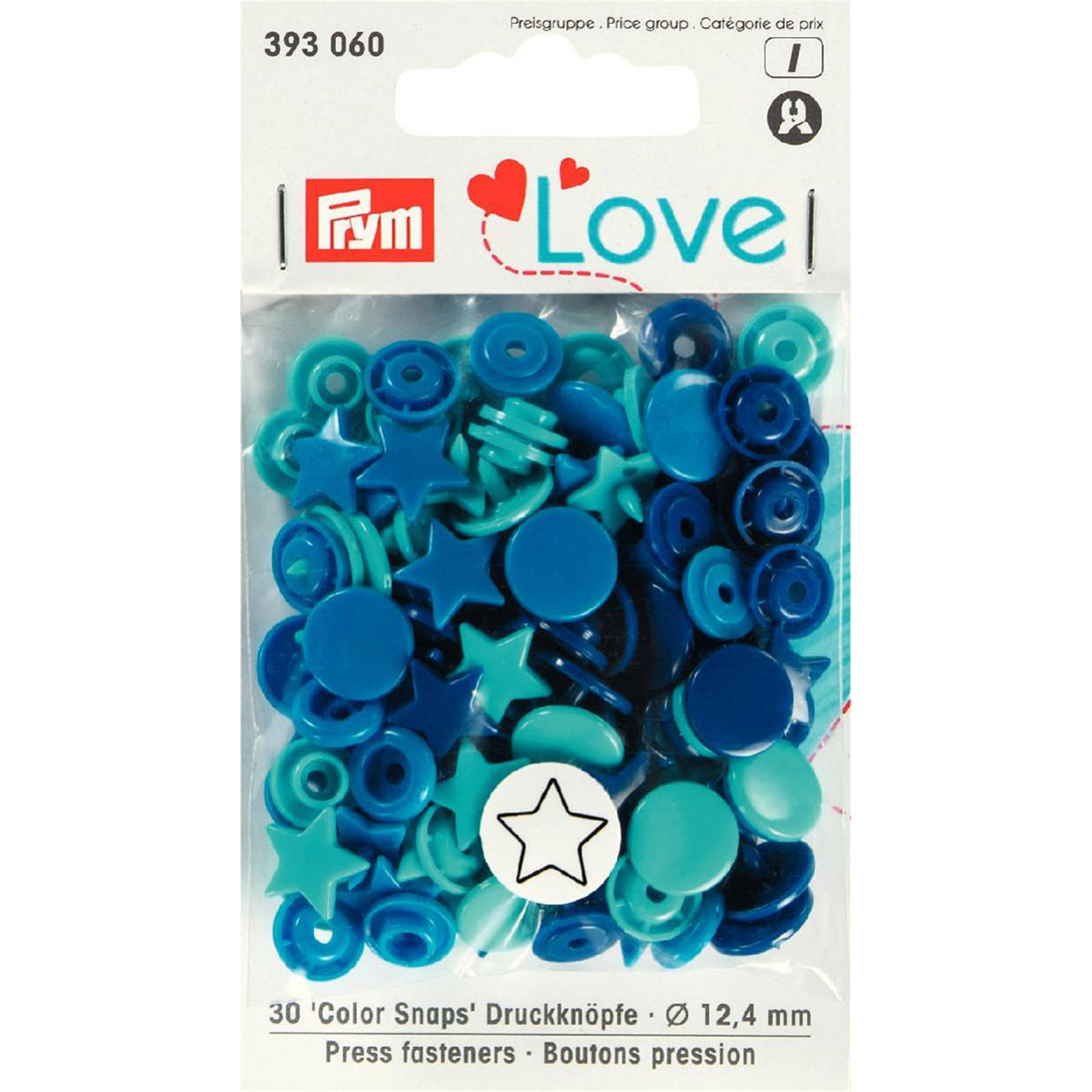 Prym 393060 Prym Love Color drukknoop Ster 12,4mm blauw/turkoois/inkt - Kaart