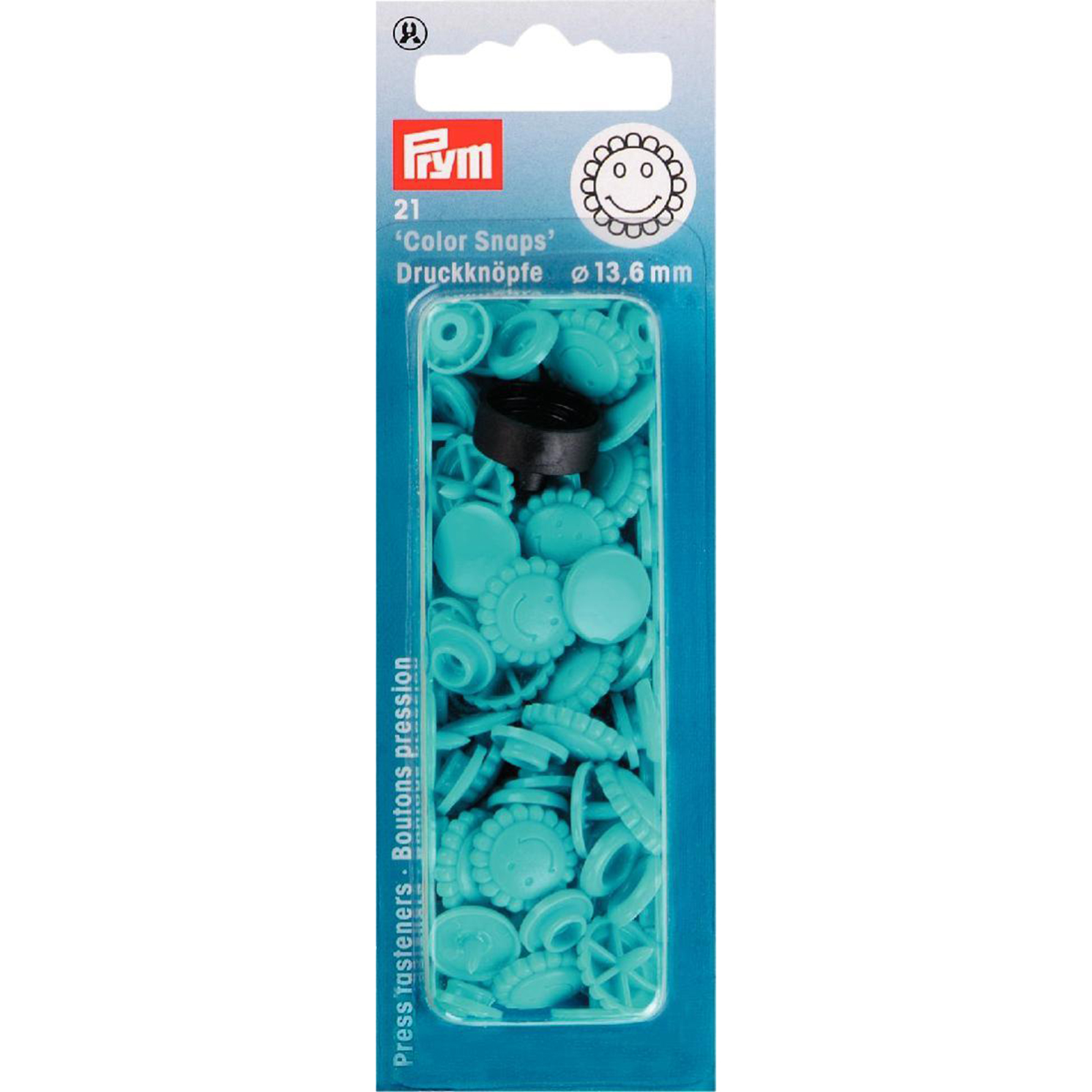 Prym 393446 Drukknoop ColorSnaps Bloem 13,6 mm turkoois - Kaart