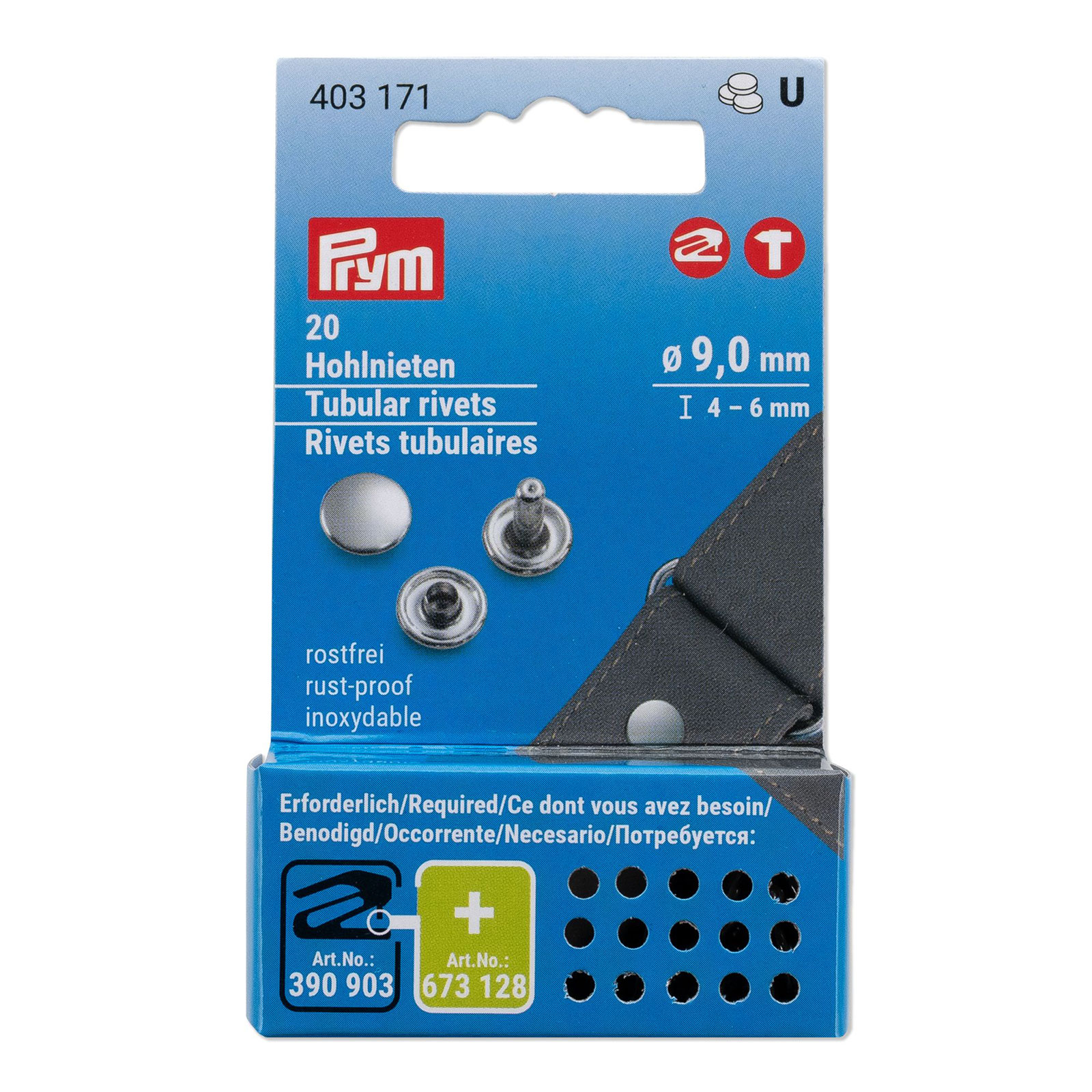Prym 403170 Holle nieten MS3-4mm zilverkleurig - Kaart