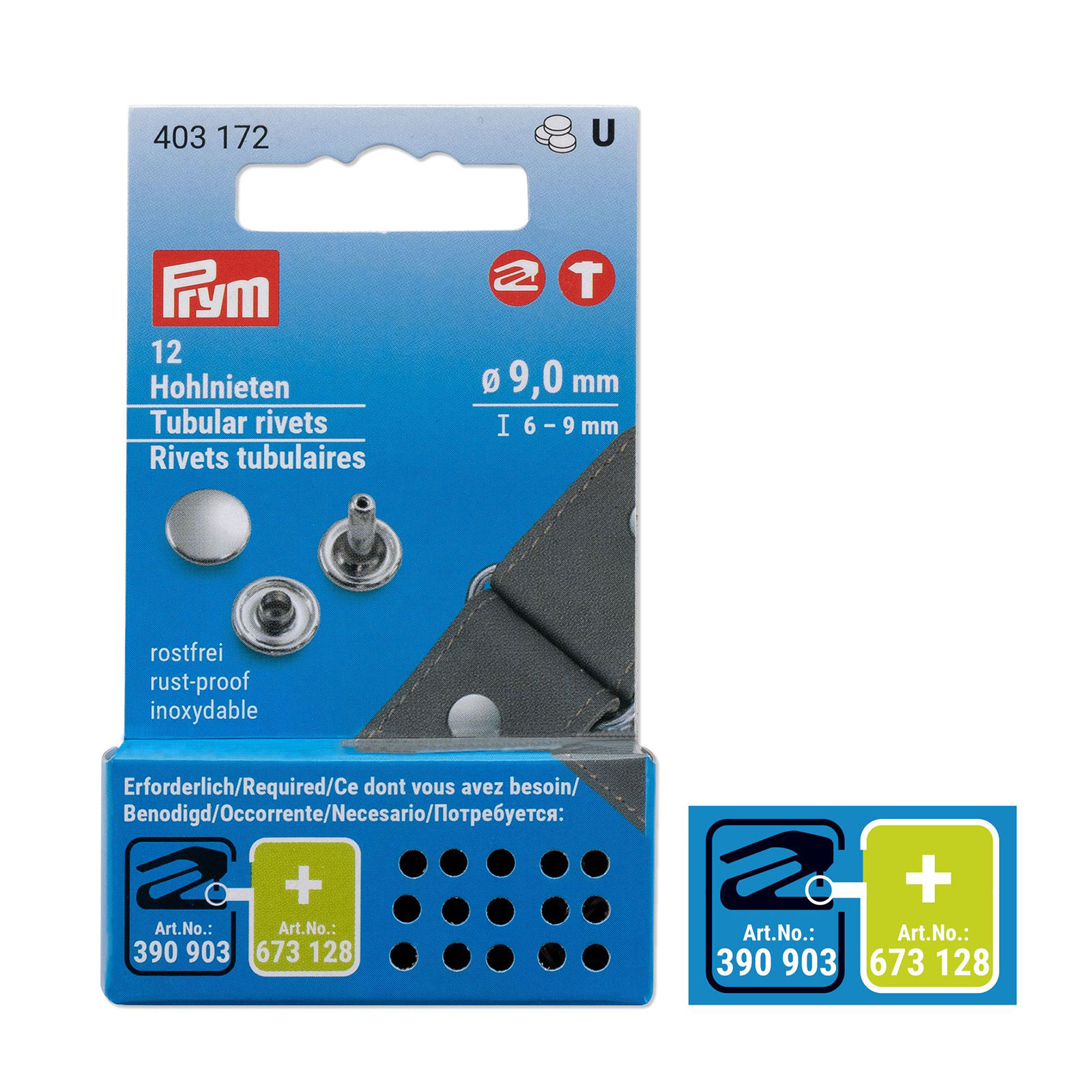 Prym 403172 Holle nieten MS6-9mm zilverkleurig - Kaart