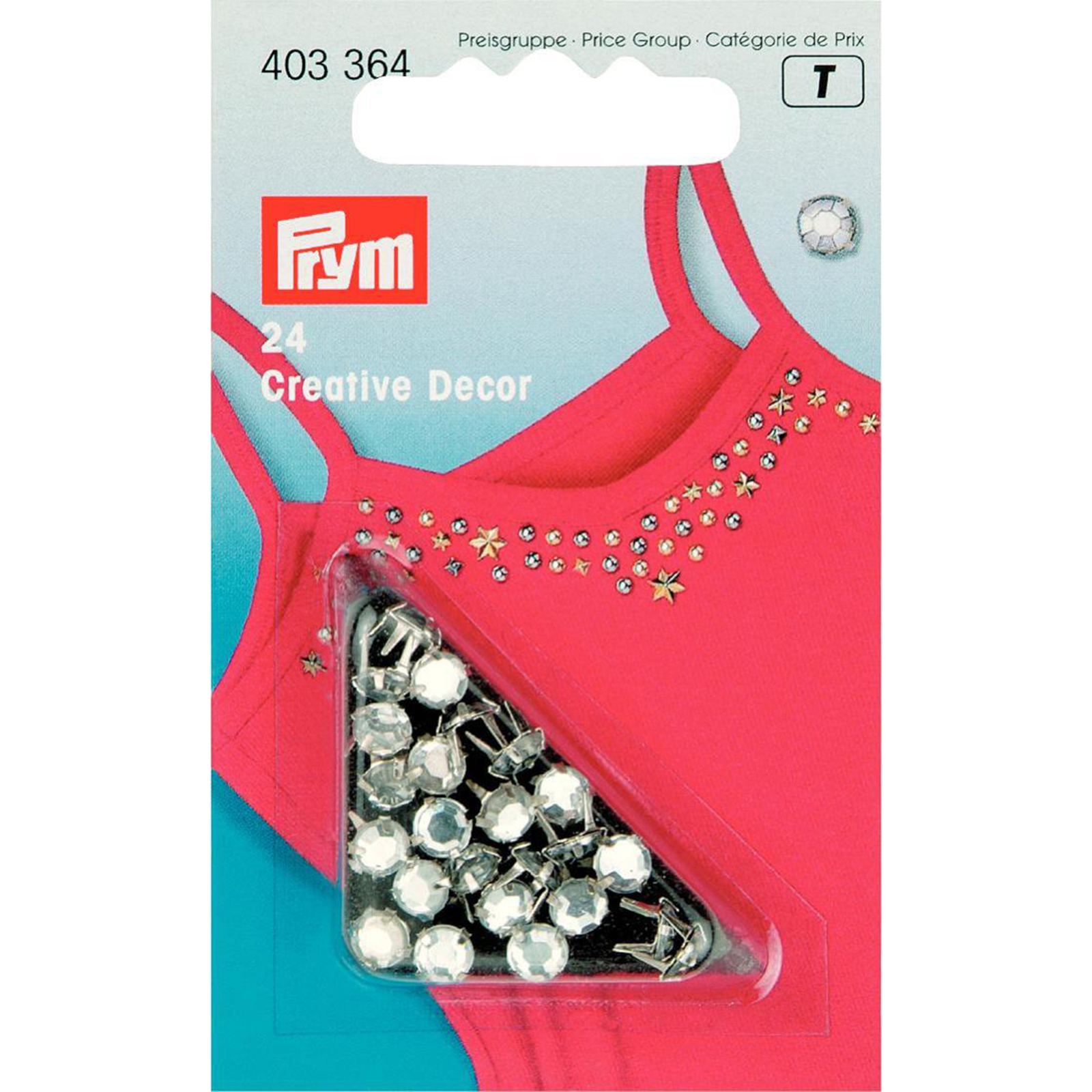 Prym 403364 Creatief Decor siernieten met strasstenen 5 mm zilverkleurig - Kaart