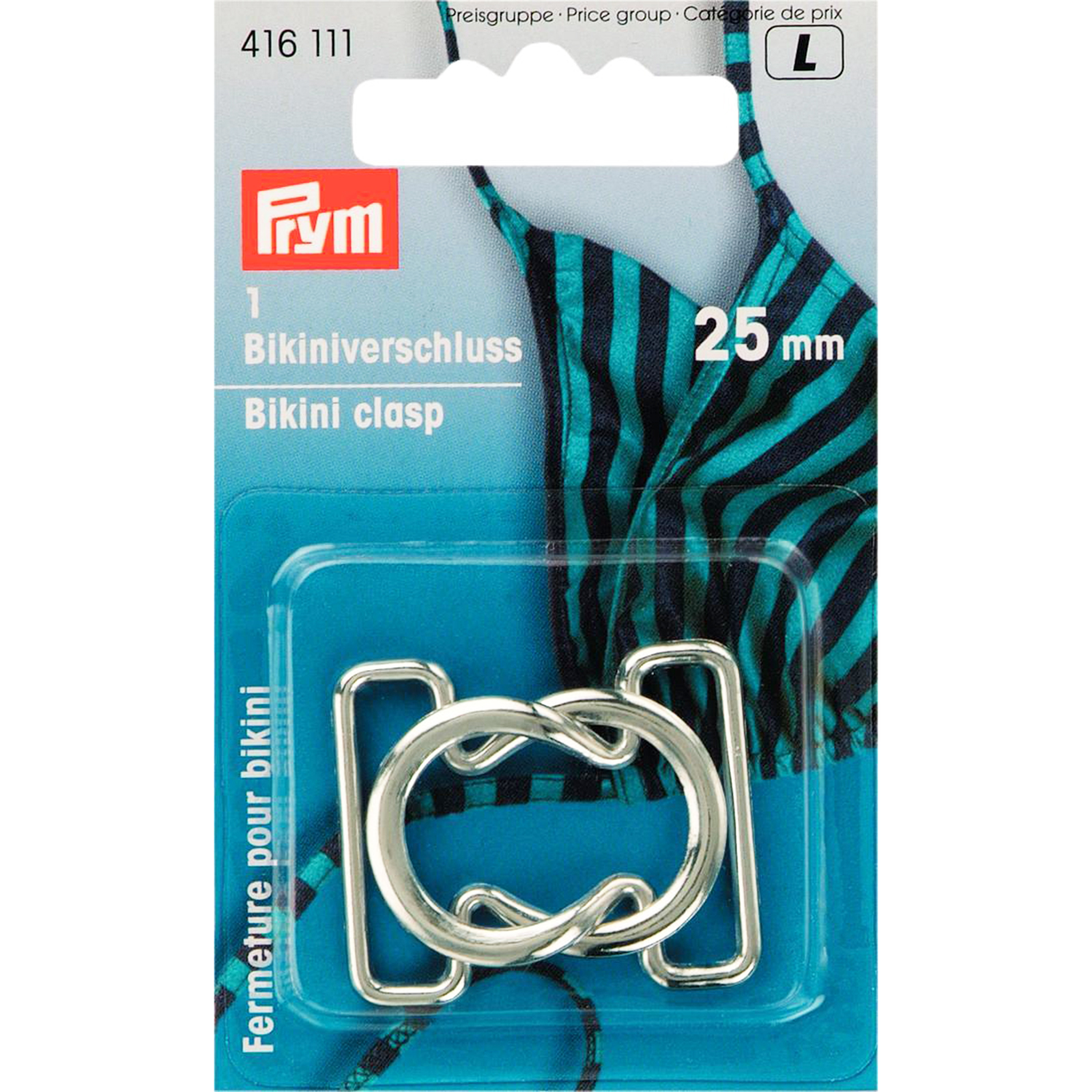 Prym 416111 Bikini- en ceintuursluiting ST lusvorm 25 mm zilverkleurig - Kaart