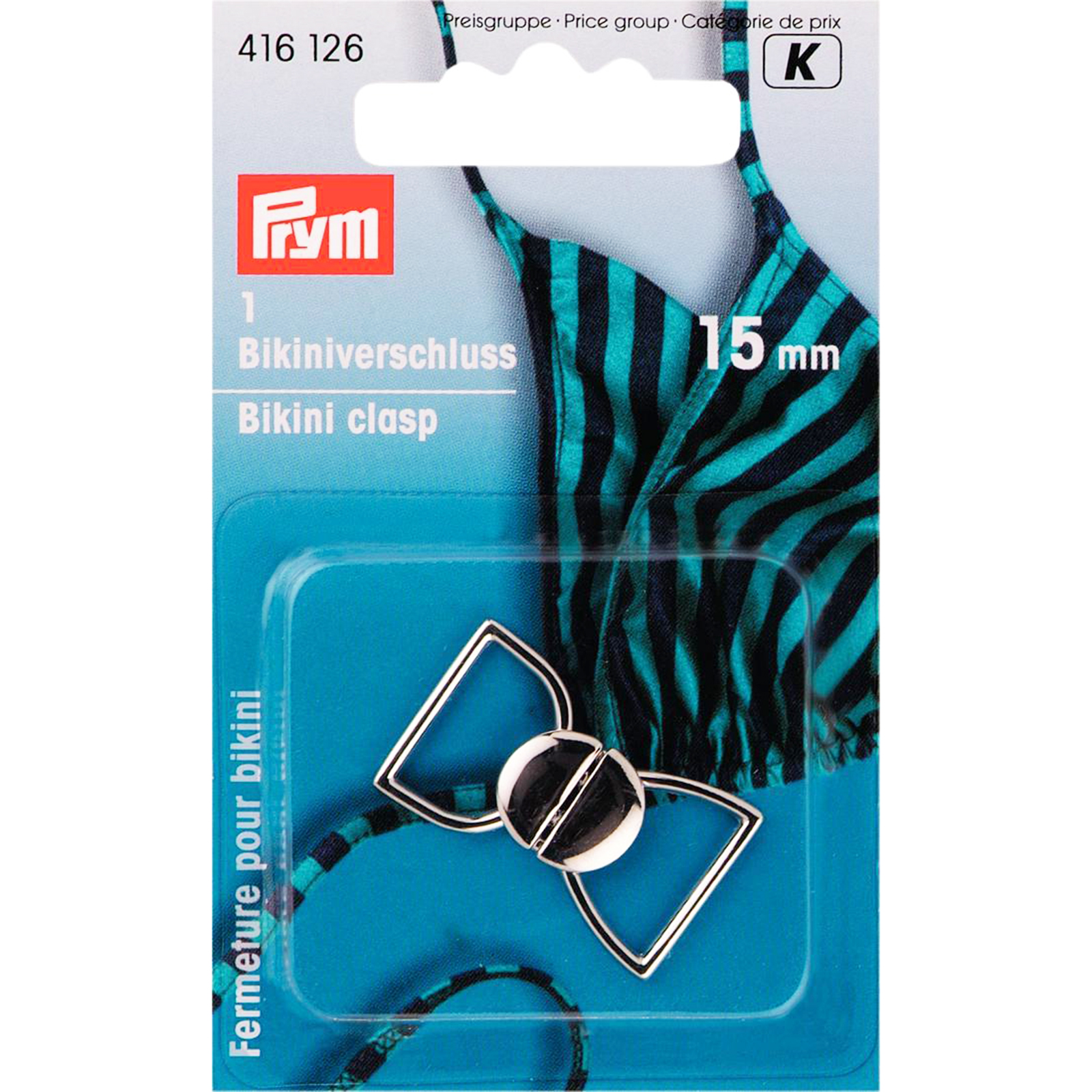 Prym 416126 Bikini- en ceintuursluiting ST haak 15 mm zilverkleurig - Kaart