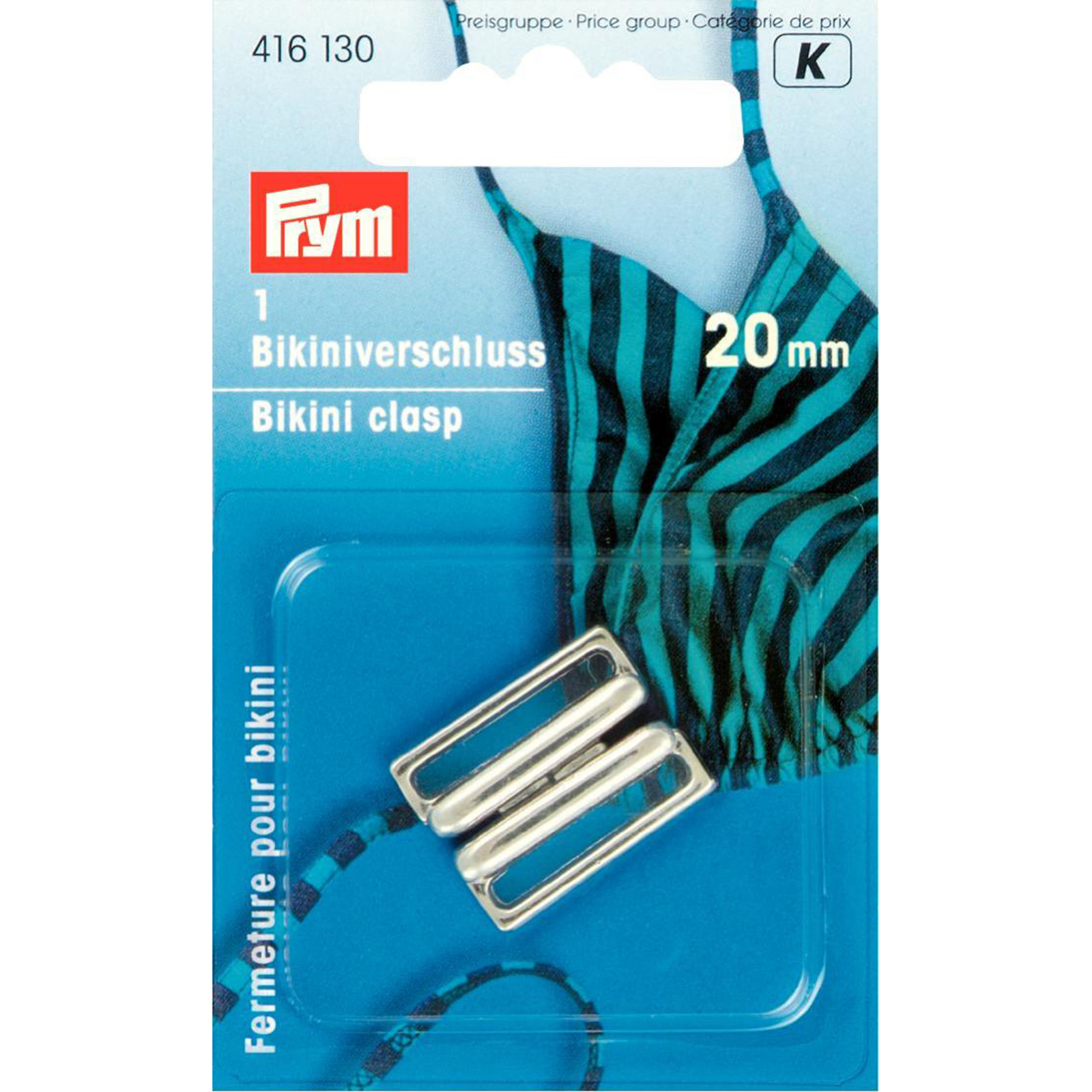 Prym 416130 Bikini- en ceintuursluiting ST haak 20 mm zilverkleurig - Kaart