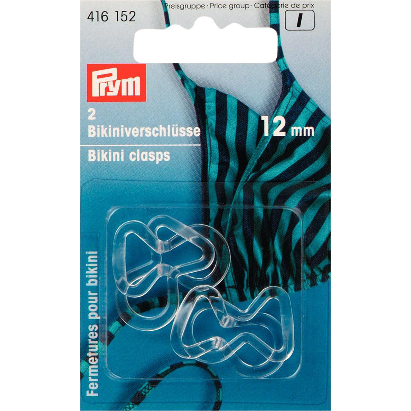 Prym 416152 Bikini- en ceintuursluiting KST lusvorm 12 mm transparant - Kaart