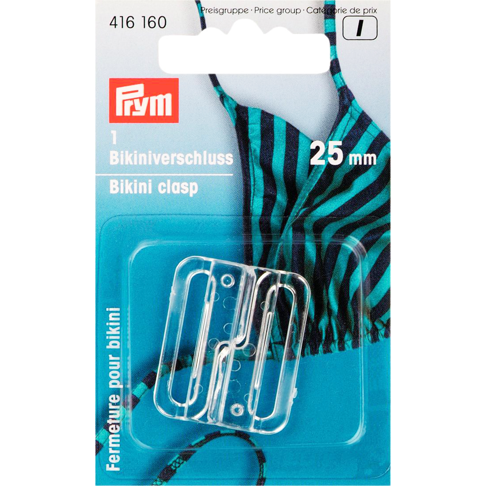 Prym 416160 Bikini- en ceintuursluiting KST haak 25 mm transparant - Kaart