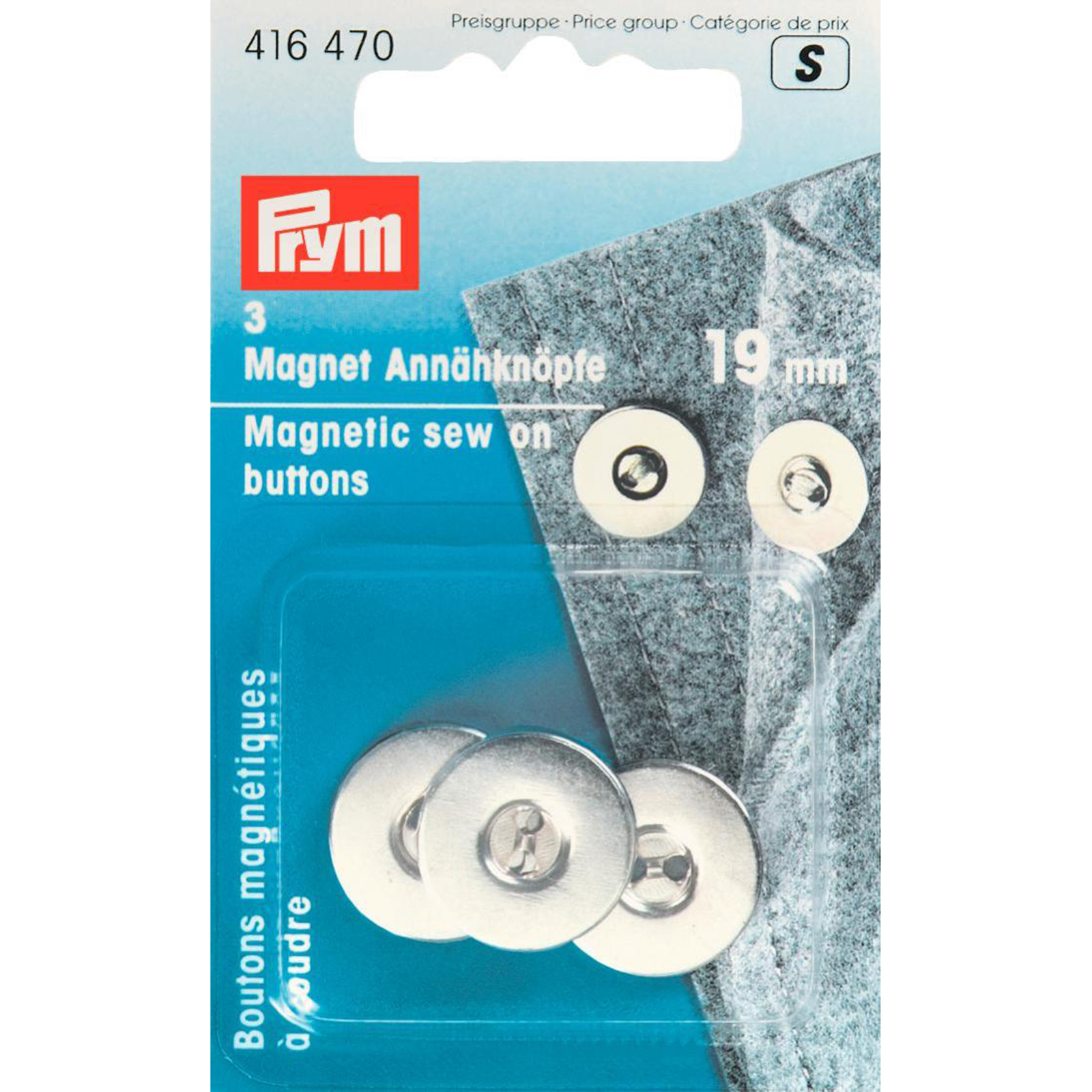 Prym 416470 Magneetknopen om aan te naaien 19 mm zilverkleurig - Kaart
