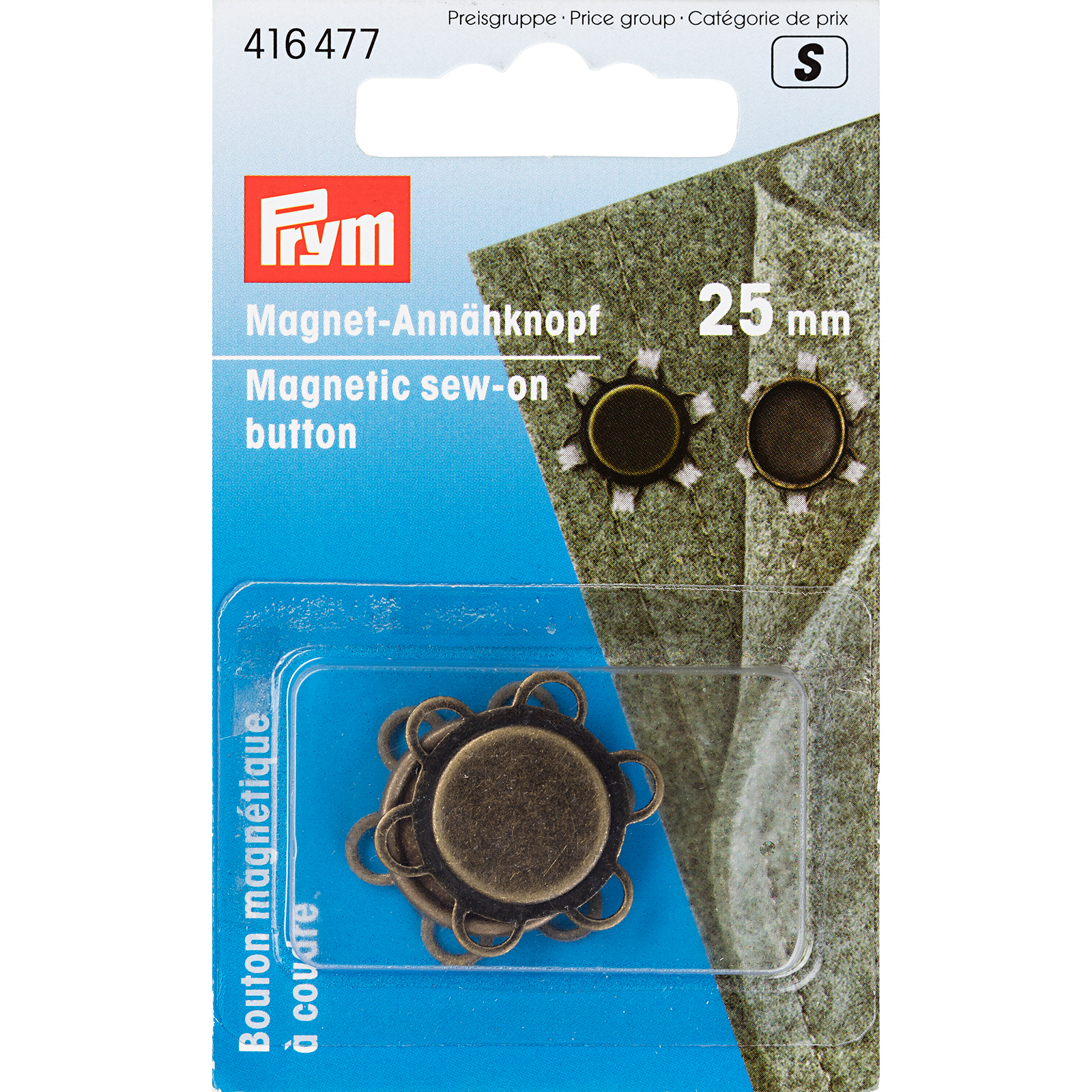 Prym 416477 Magneetknop aannaaibar 25 mm oudmessing - Kaart