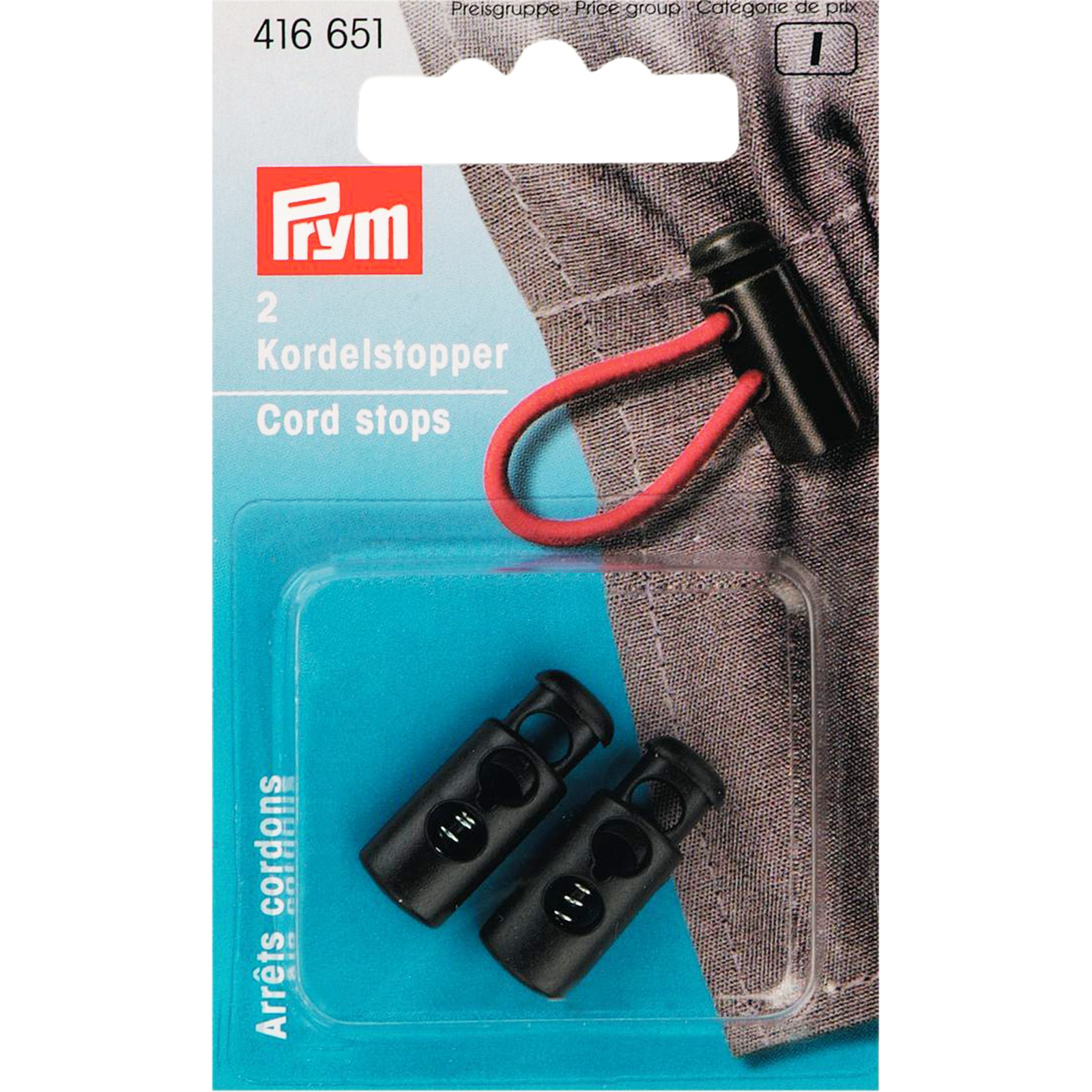 Prym 416651 Koordstoppers met 2 gaatjes KST klein zwart - Kaart