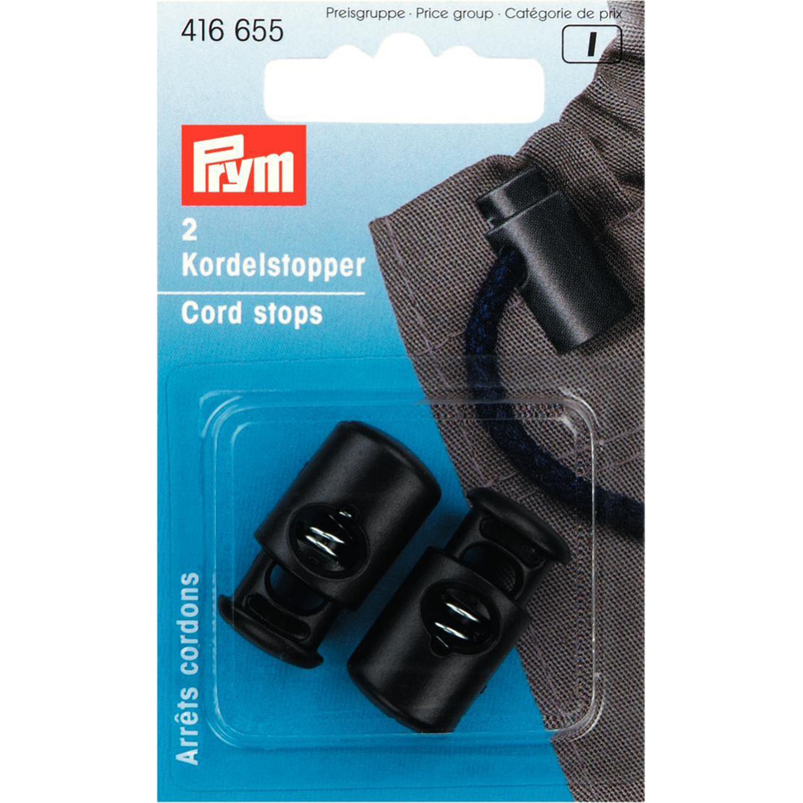 Prym 416655 Koordstoppers met 1 gaatje KST zwart - Kaart