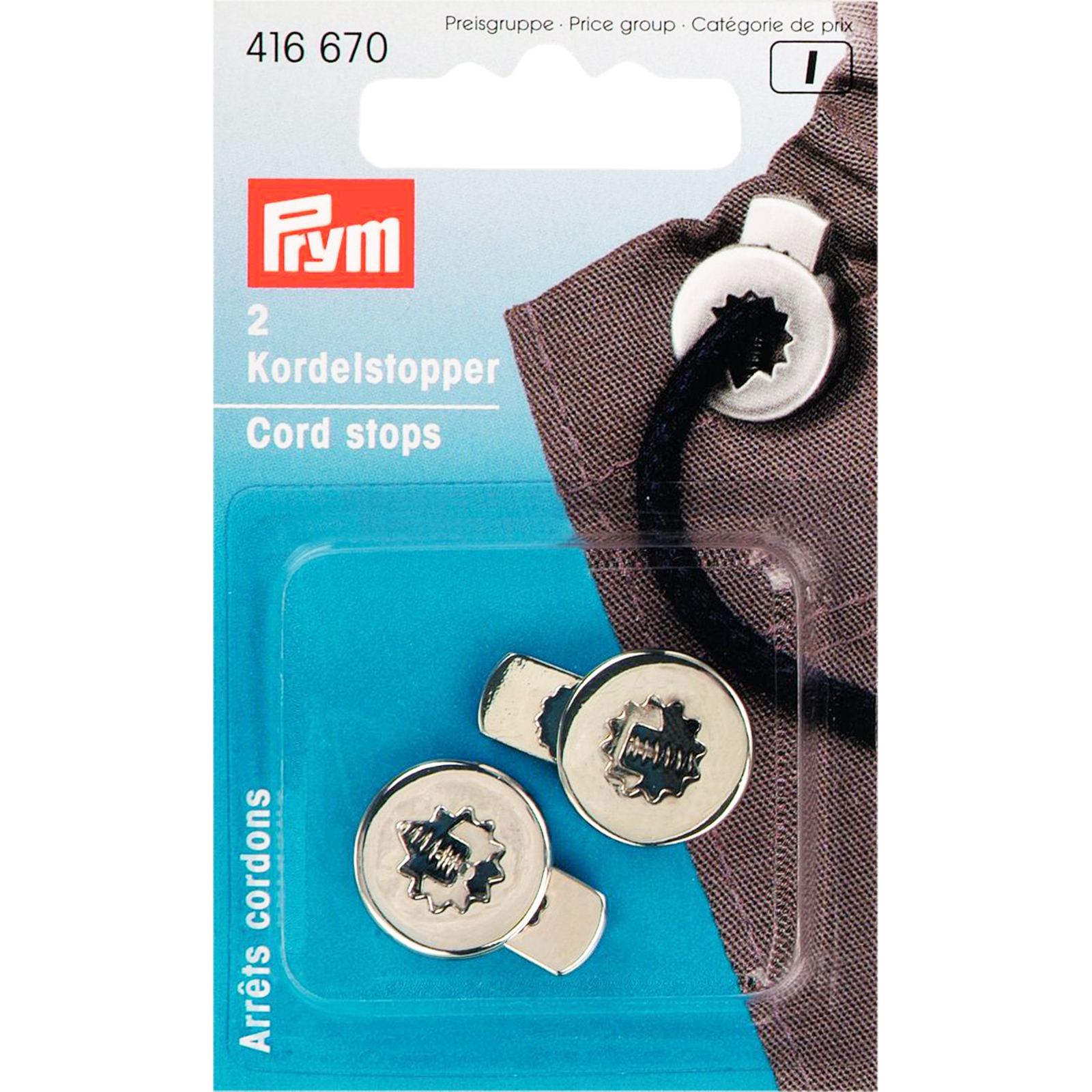 Prym 416670 Koordstoppers met 1 gaatje ST rond oudzilver - Kaart