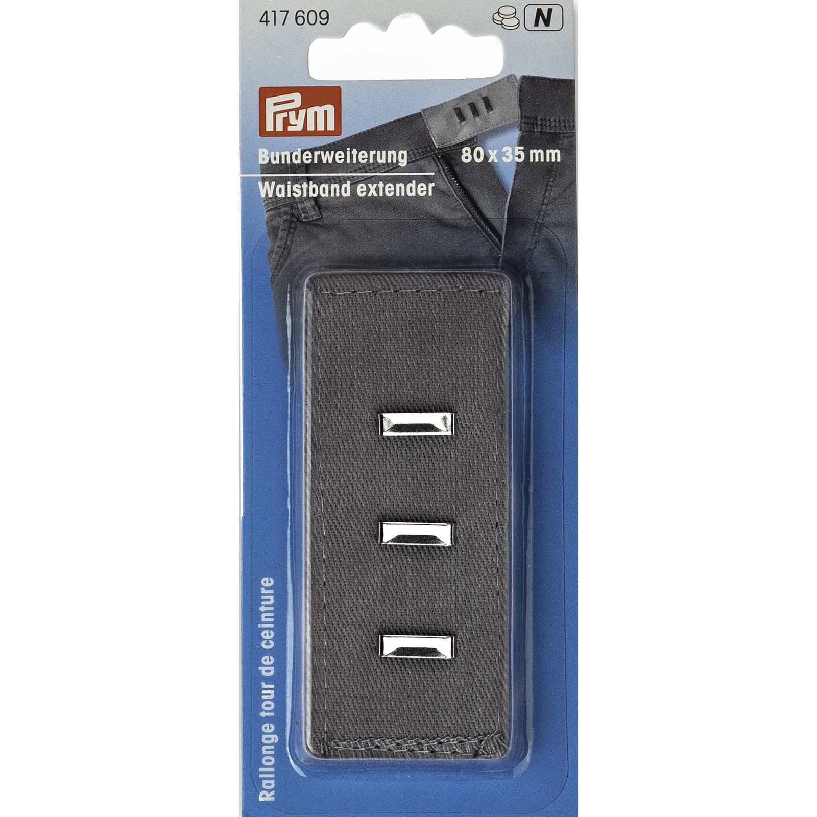 Prym 417609 Taillebandverlenger haak grij80x35mm 1st - Kaart