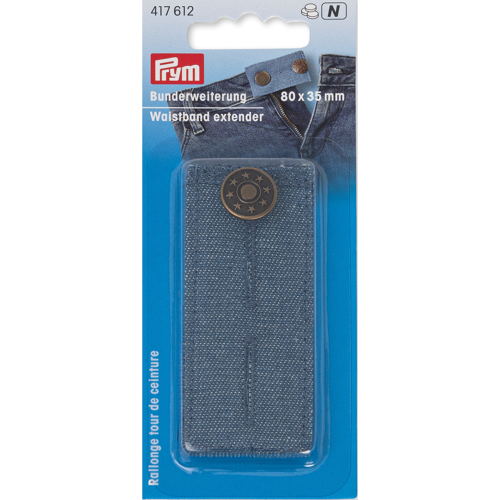 Prym 417612 Taillebandverlenger knoop jean80x35mm1st - Kaart