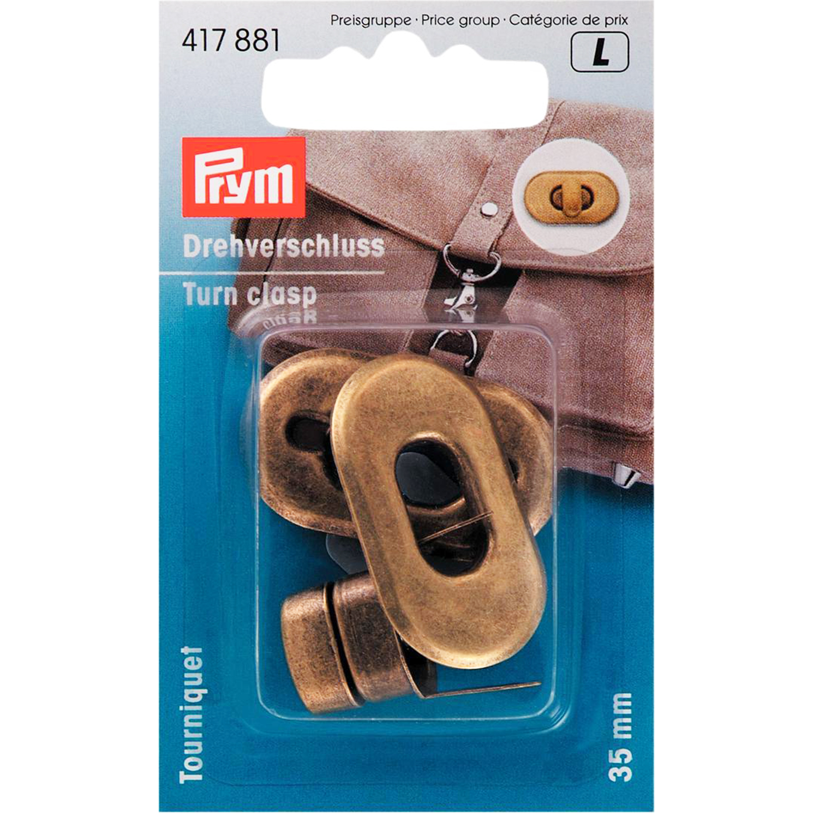 Prym 417881 Tourniquet voor tassen oudmessing - Kaart