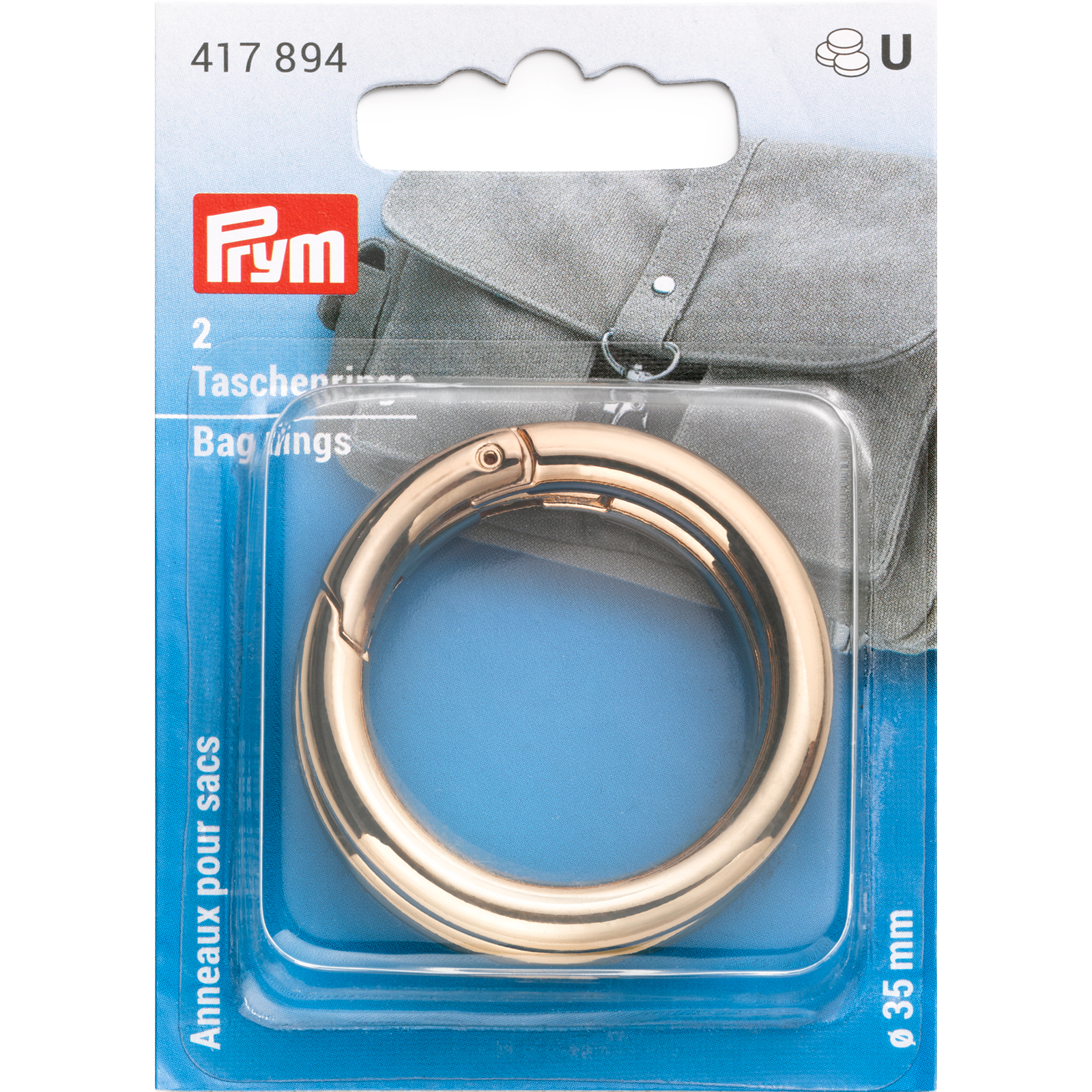 Prym 417894 Ringen voor tassen 35mm new gold 2st - Kaart