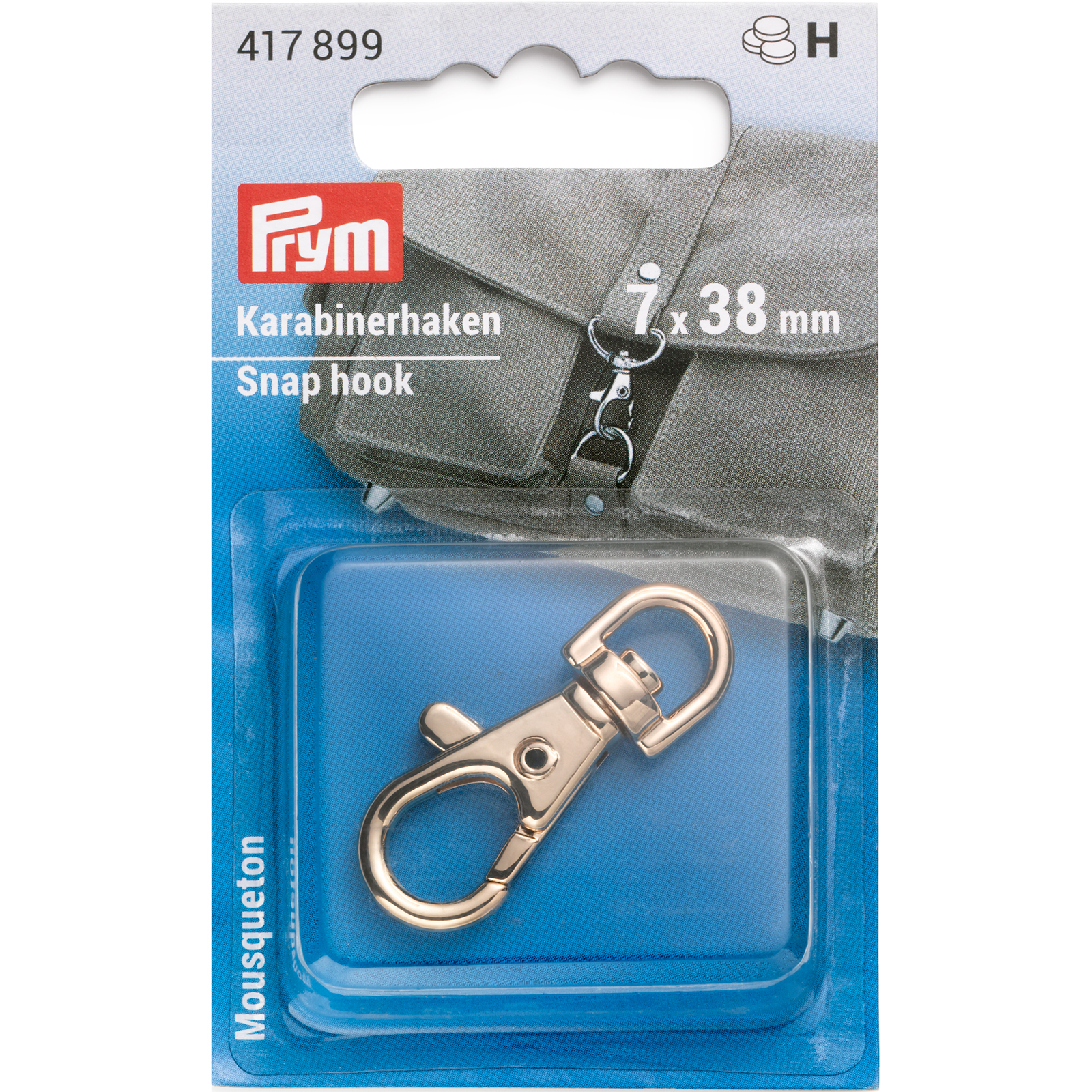 Prym 417899 Karabijnhaak 7x38mm new gold 1st - Kaart