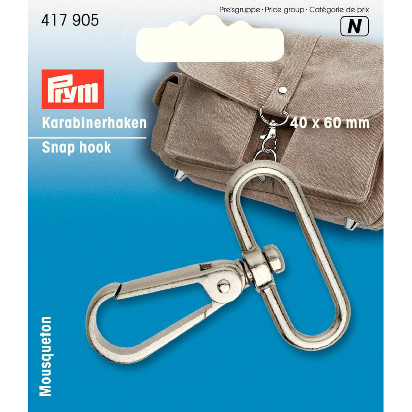 Prym 417905 Karabijnhaak 40 x 60 mm zilverkleurig - Kaart
