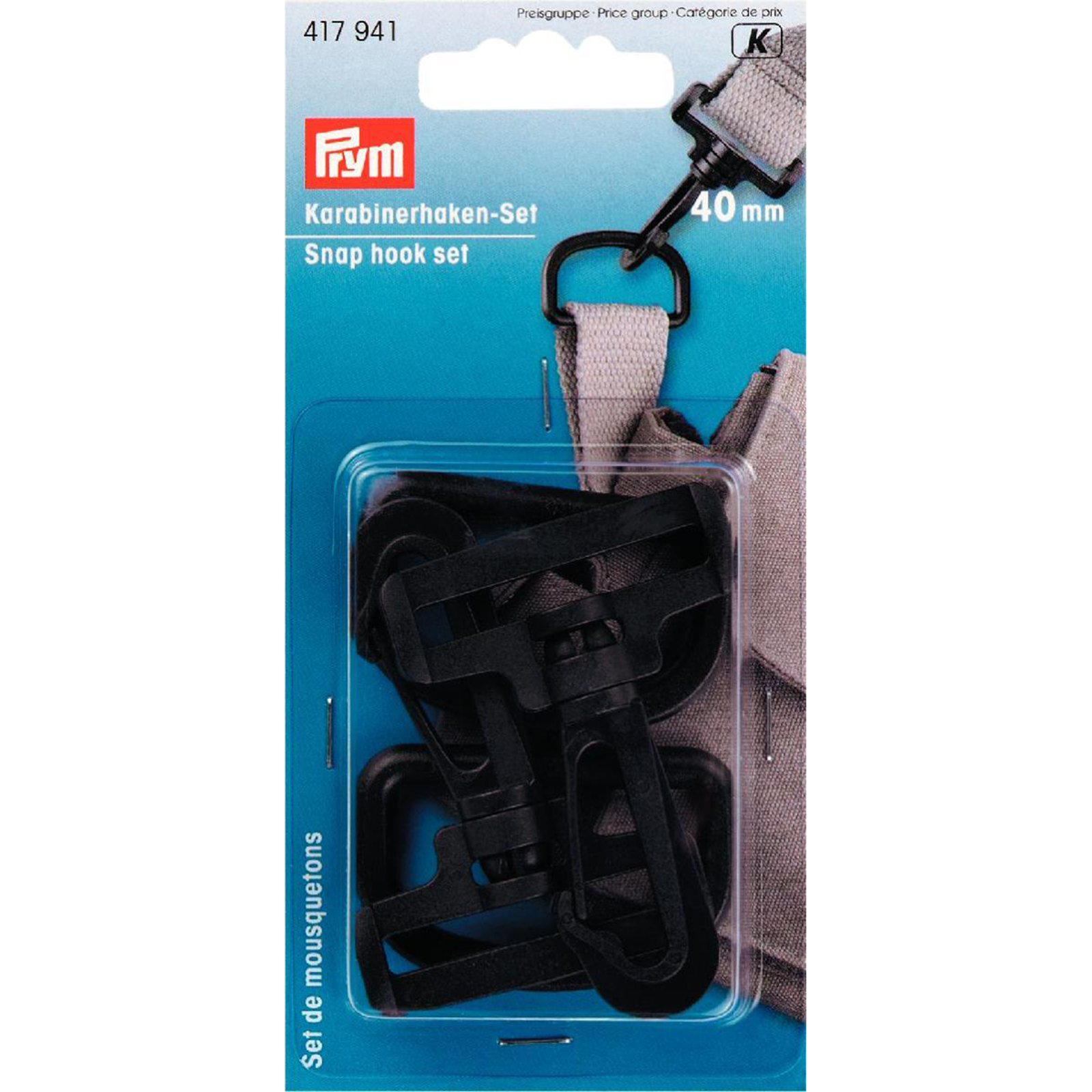 Prym 417941 Karabijnhakenset KST 40 mm zwart - Kaart