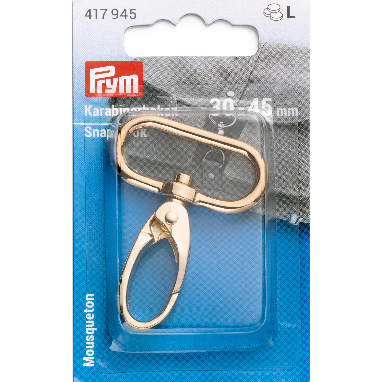 Prym 417945 Karabijnhaak 30x45mm new gold 1st - Kaart