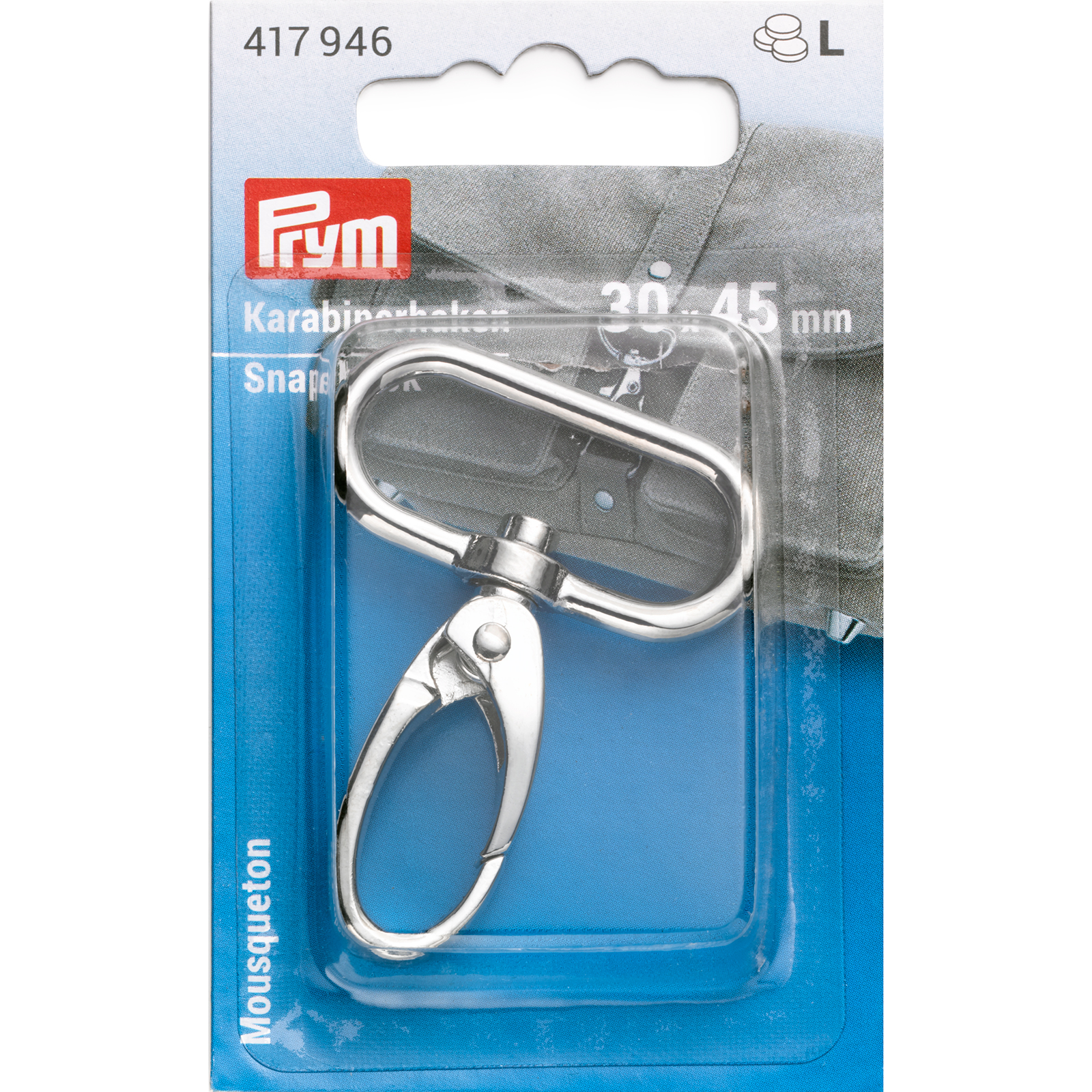 Prym 417946 Karabijnhaak 30x45mm zilverkleurig 1st - Kaart