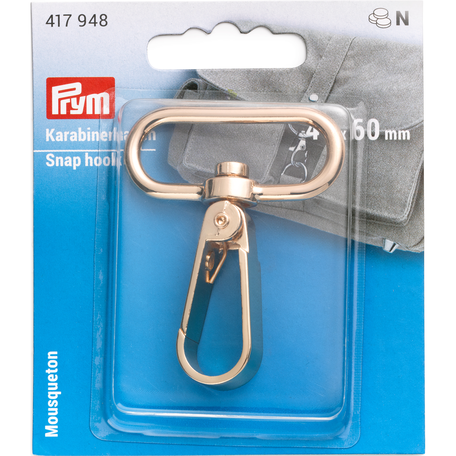Prym 417948 Karabijnhaak  40x60mm new gold 1st - Kaart