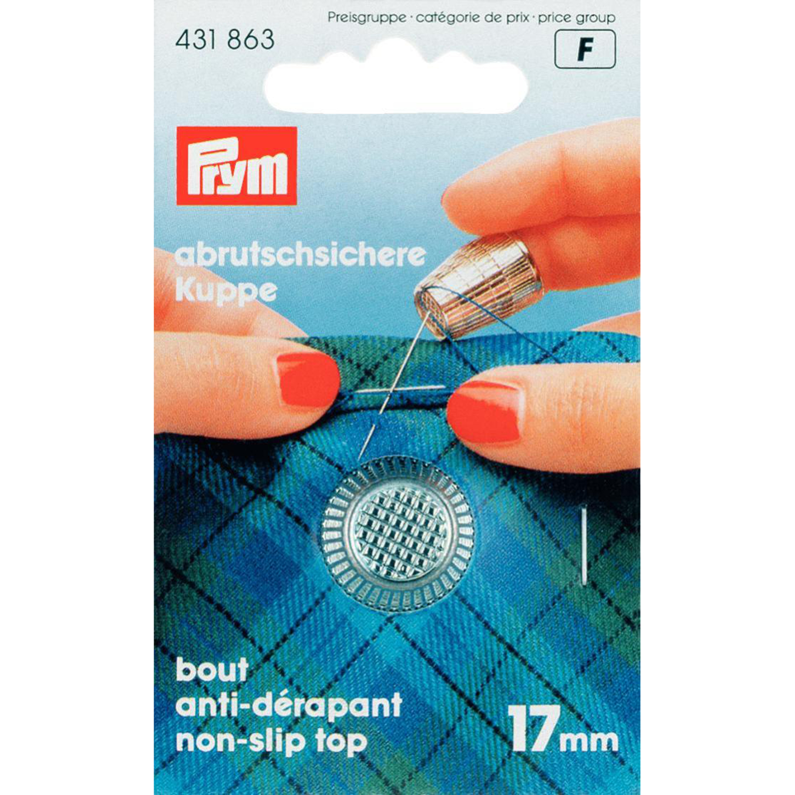 Prym 431863 Vingerhoed zinkdruk verchroomd 17,0 mm zilverkleurig - Kaart