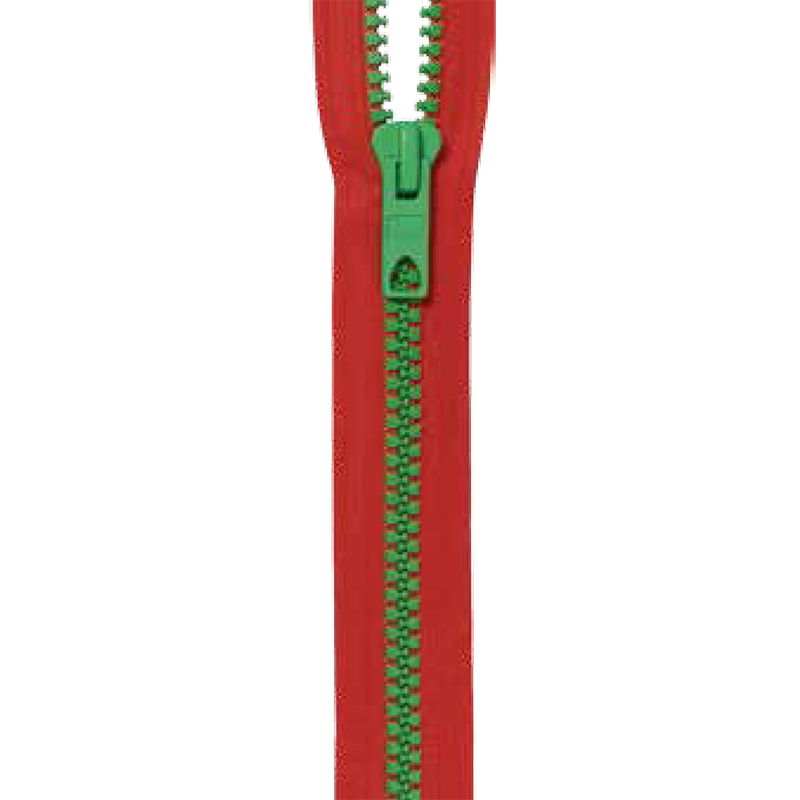 Prym 467607 Ritssluiting S12 Bicolor deelbaar 60 cm rood / kermit groen - Kaart