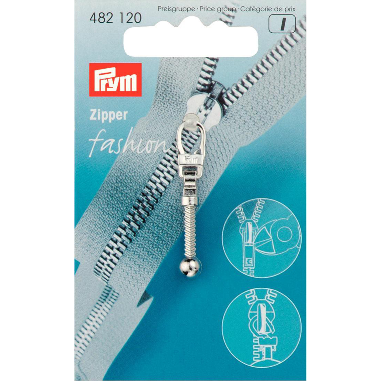 Prym 482120 Fashion-Zipper Knots zilverkleurig - Kaart