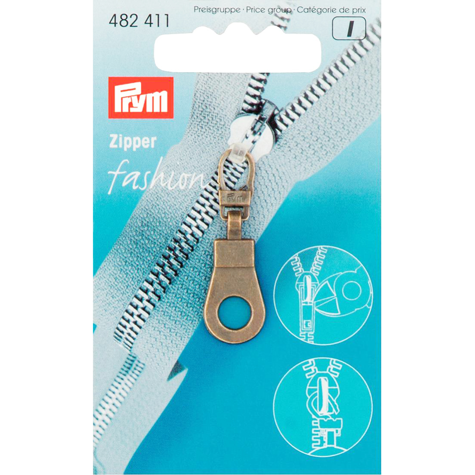 Prym 482411 Fashion-Zipper Ring oudmessing - Kaart
