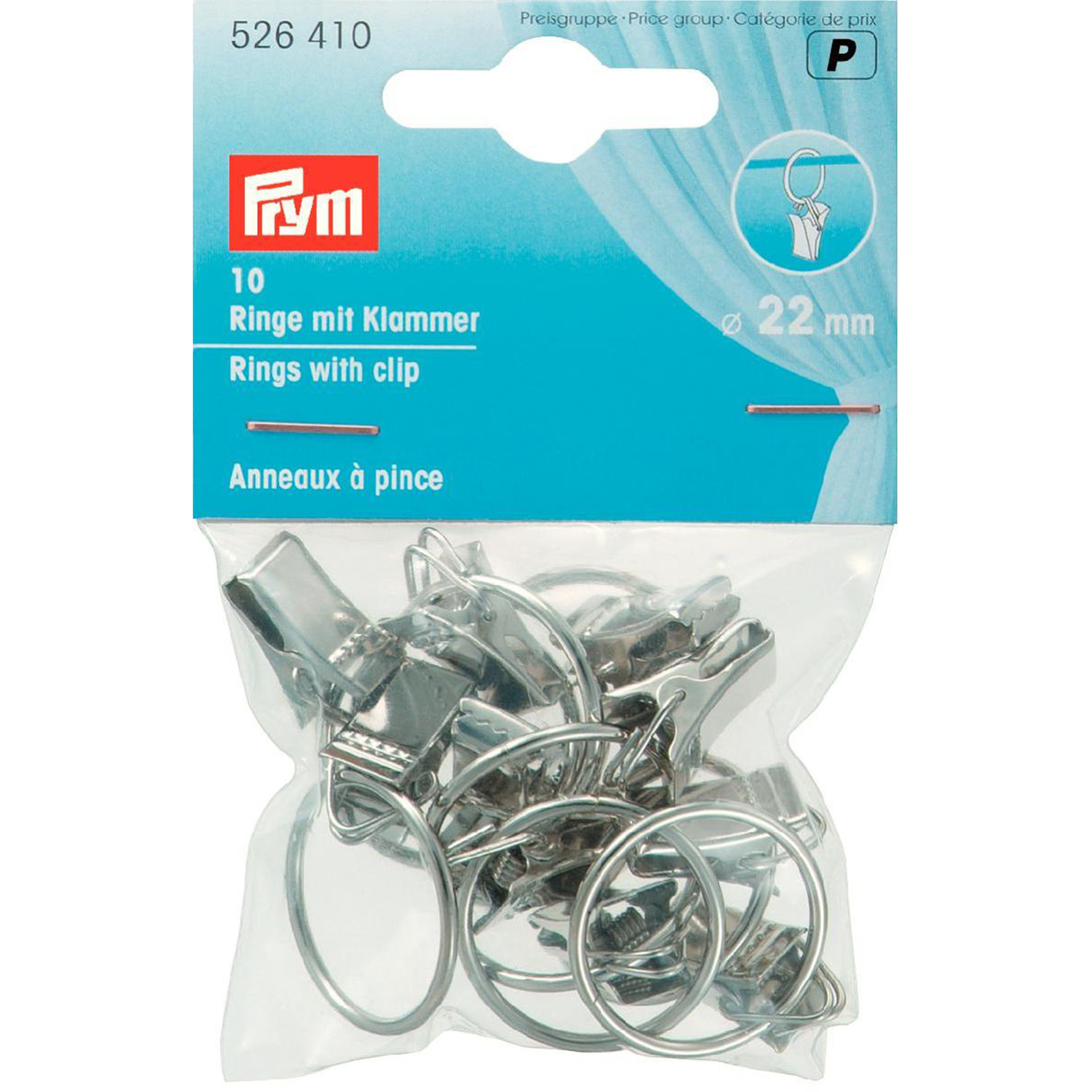 Prym 526410 Klemmetjes met ring 22 mm zilverkleurig - Kaart