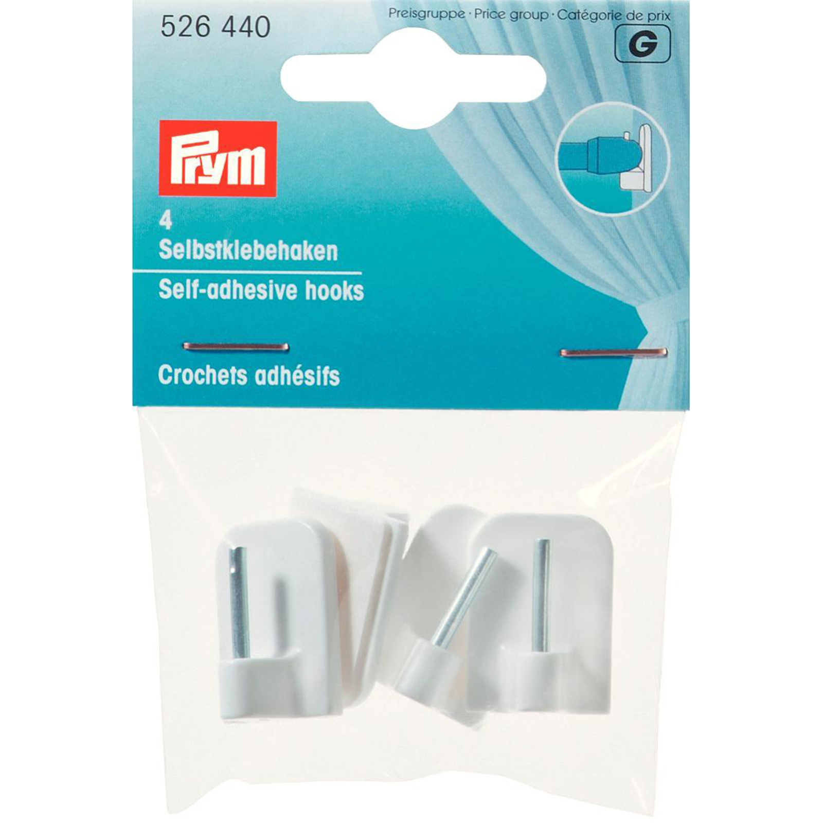 Prym 526440 Zelfklevende haakjes wit - Kaart