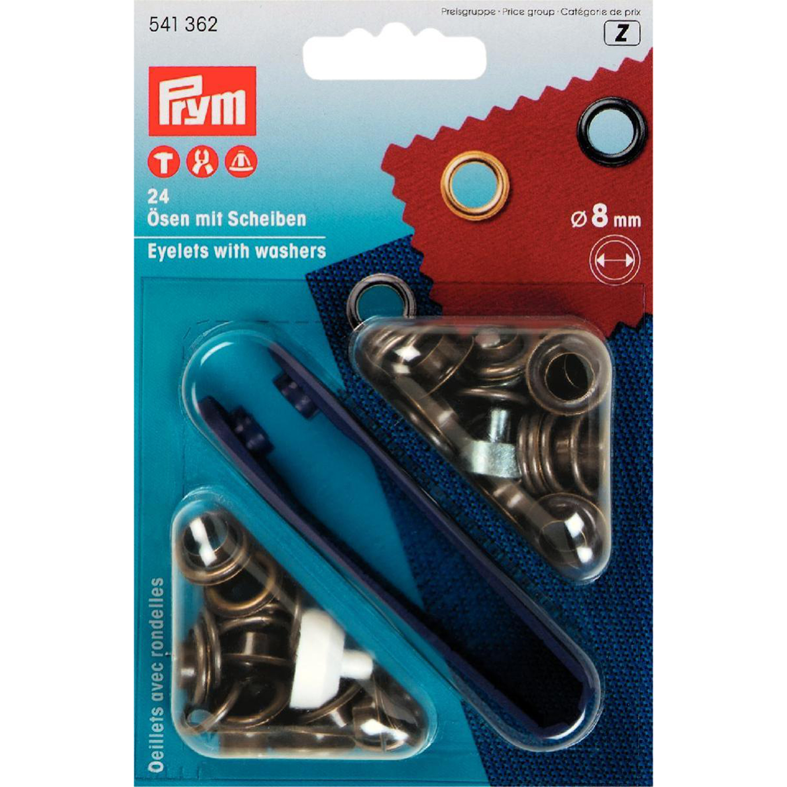 Prym 541362 Ringen en schijven MS 8 mm oudmessing - Kaart
